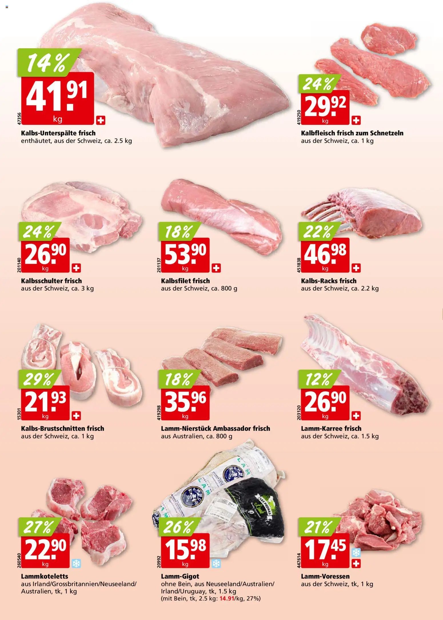 Aligro aktionen Chavannes, Matran, Genf, Sitten
