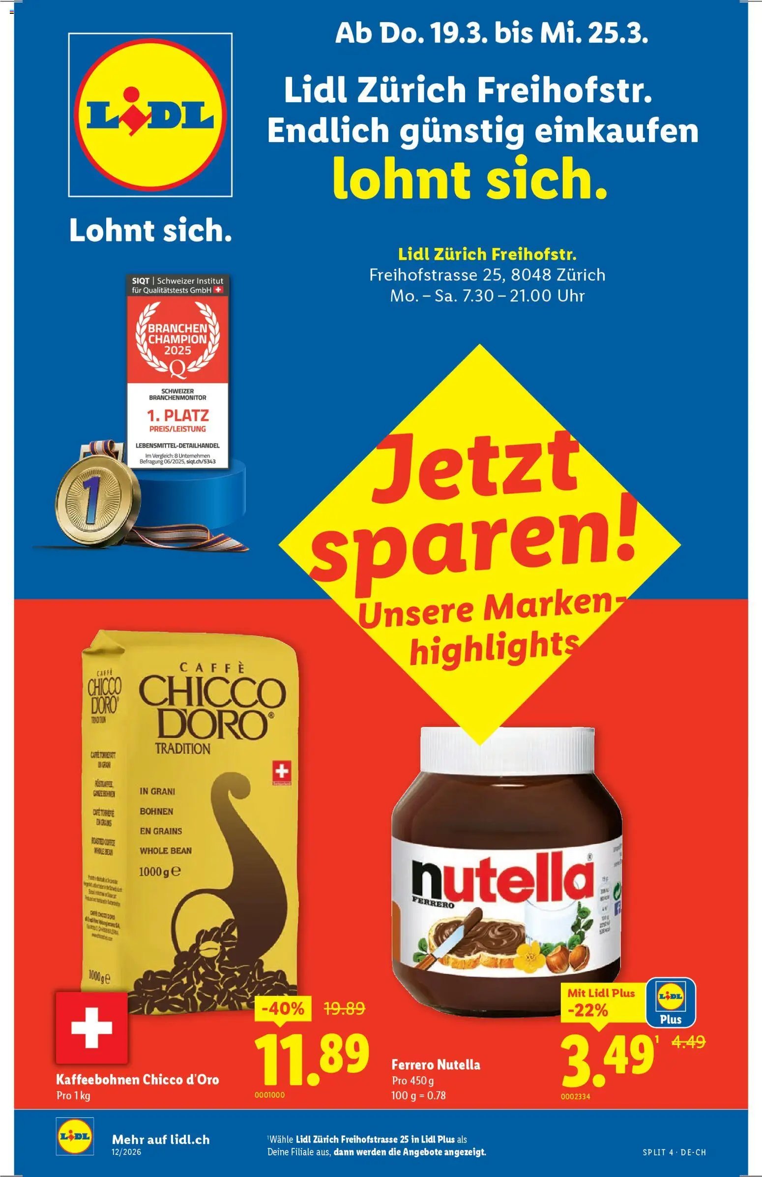 Lidl aktionen Neueröffnung Zürich (2026-03-19 - 2026-03-25) | 1