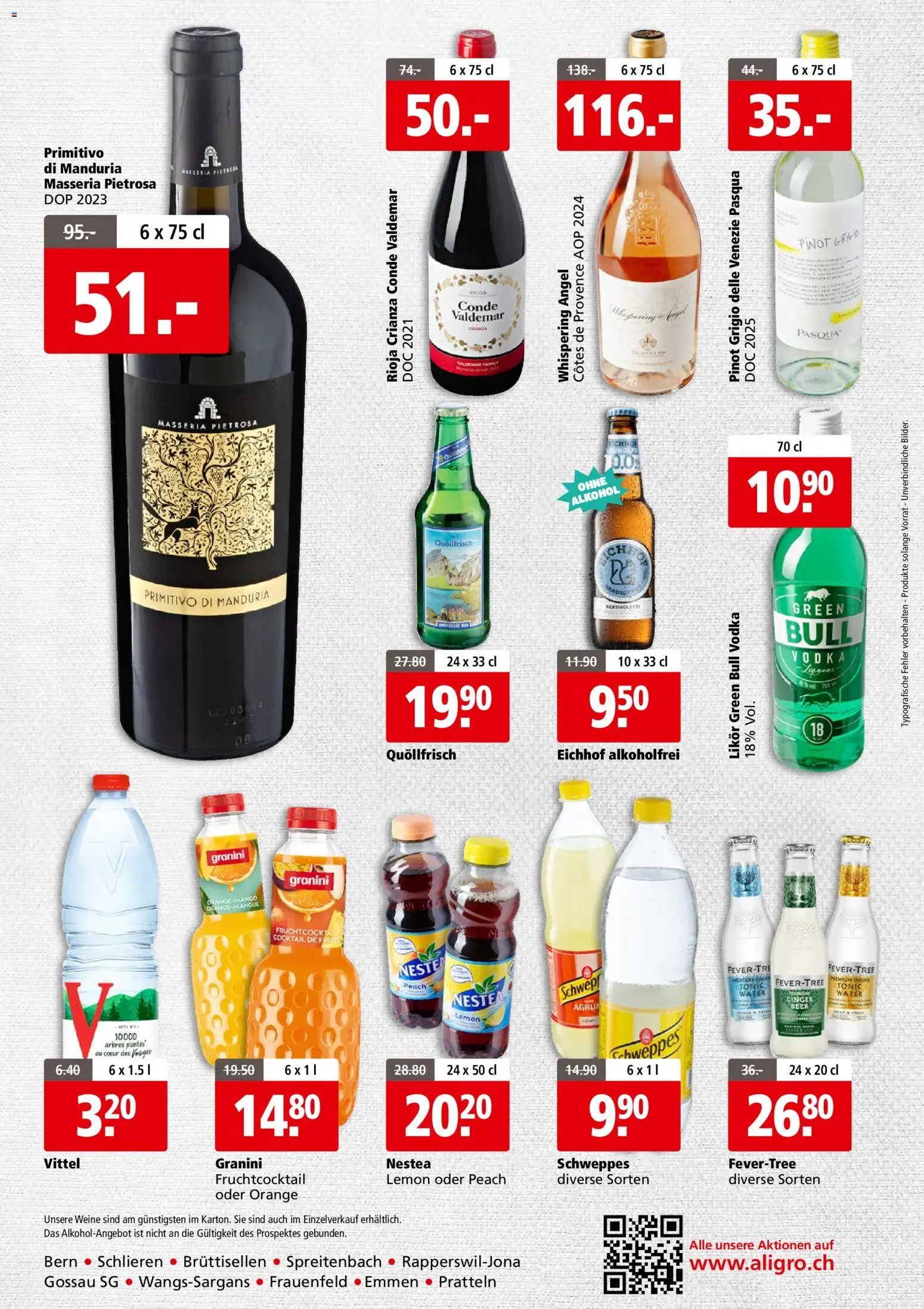 Aligro aktionen Business Schlieren, Gossau SG, Frauenfeld, Rapperswil-Jona, Sargans, Bern (2026-03-30 - 2026-04-04)