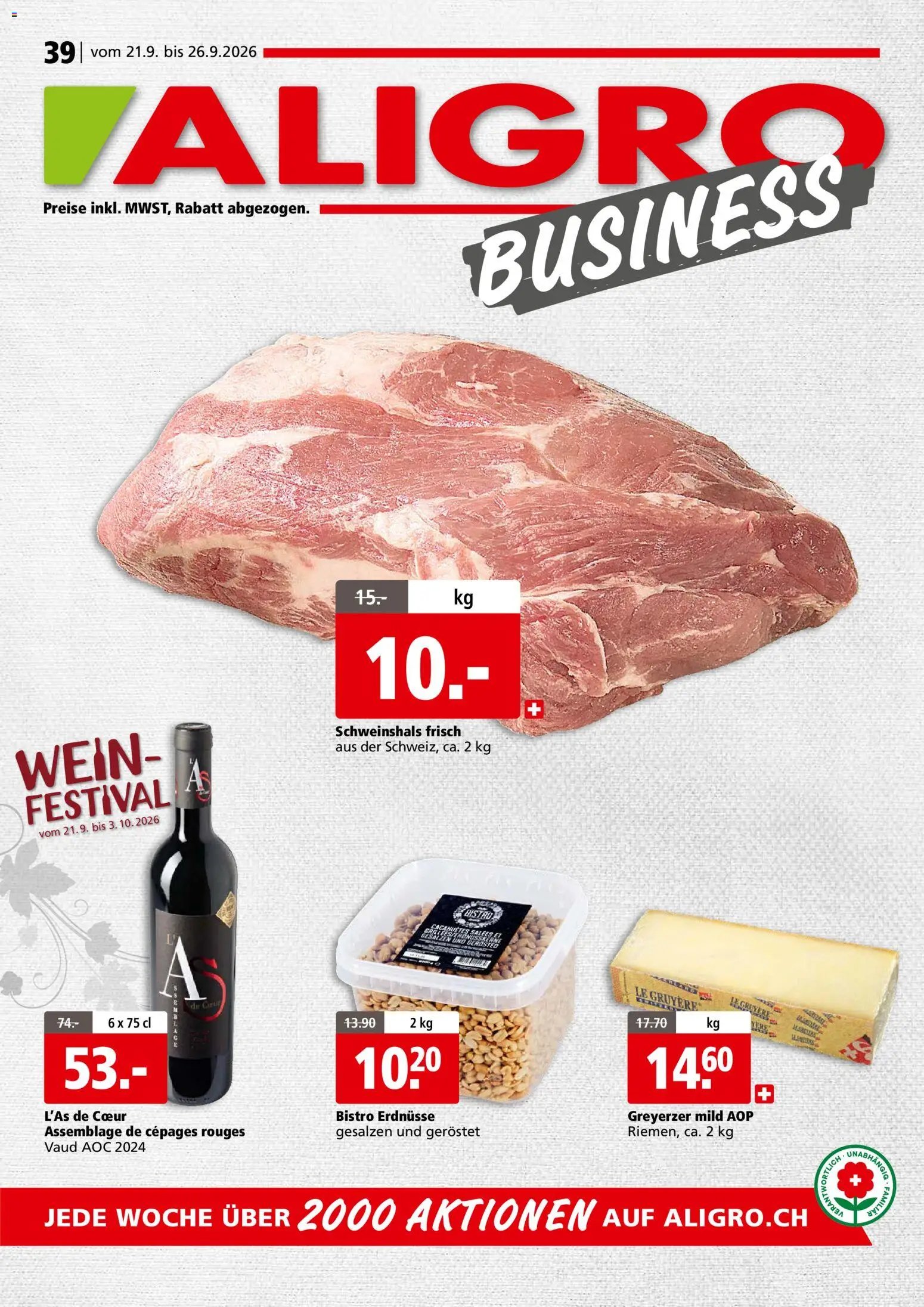 Aligro aktionen Business Chavannes, Matran, Genf, Sitten