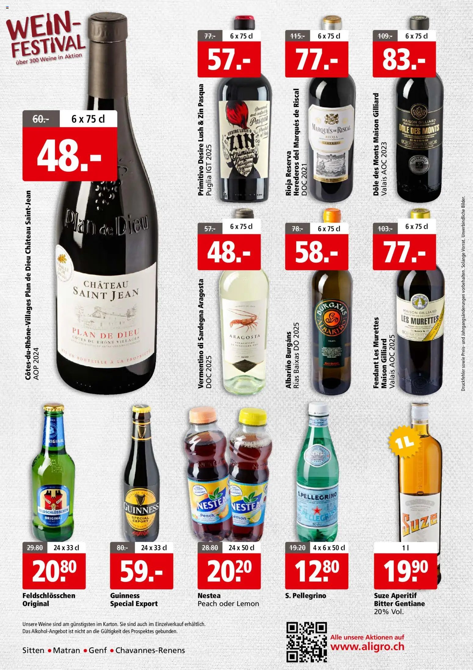 Aligro aktionen Business Chavannes, Matran, Genf, Sitten