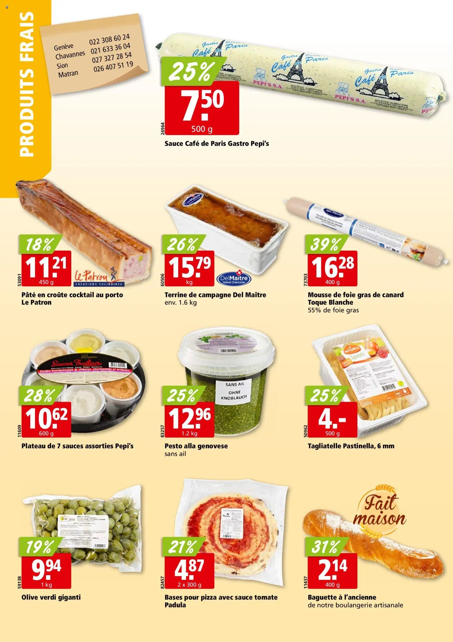 Aligro aktionen Chavannes, Matran, Genève, Sion
