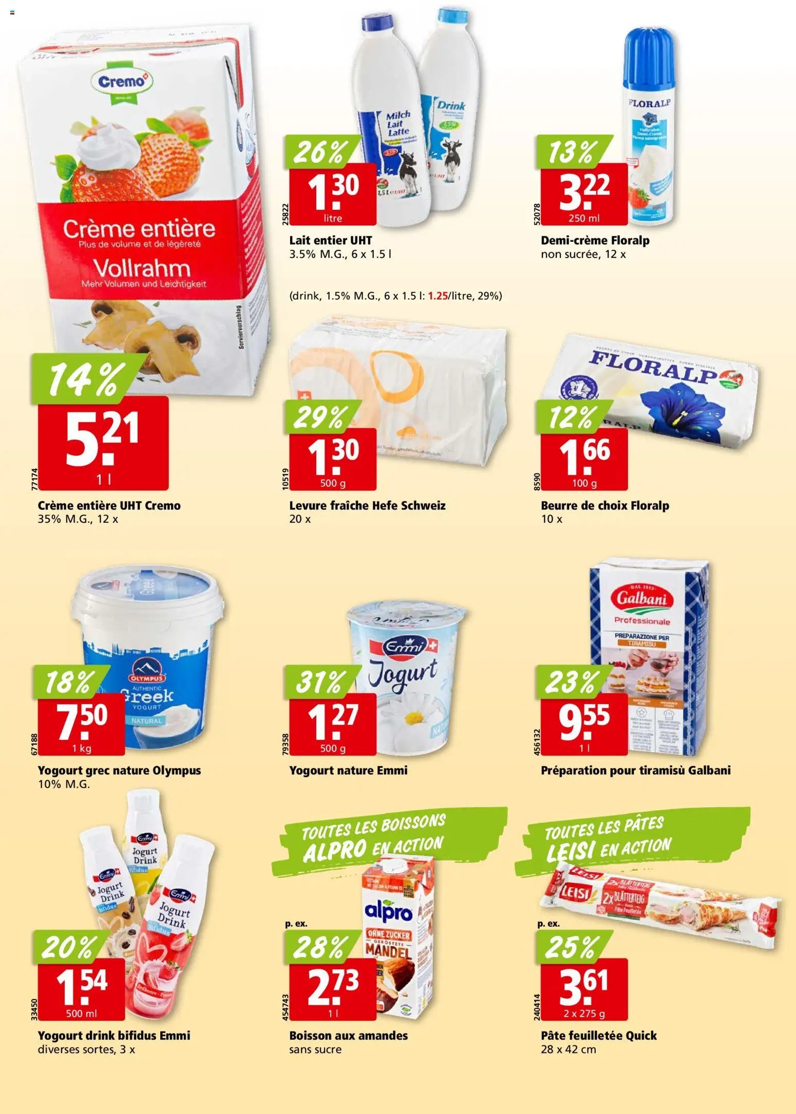 Aligro aktionen Chavannes, Matran, Genève, Sion