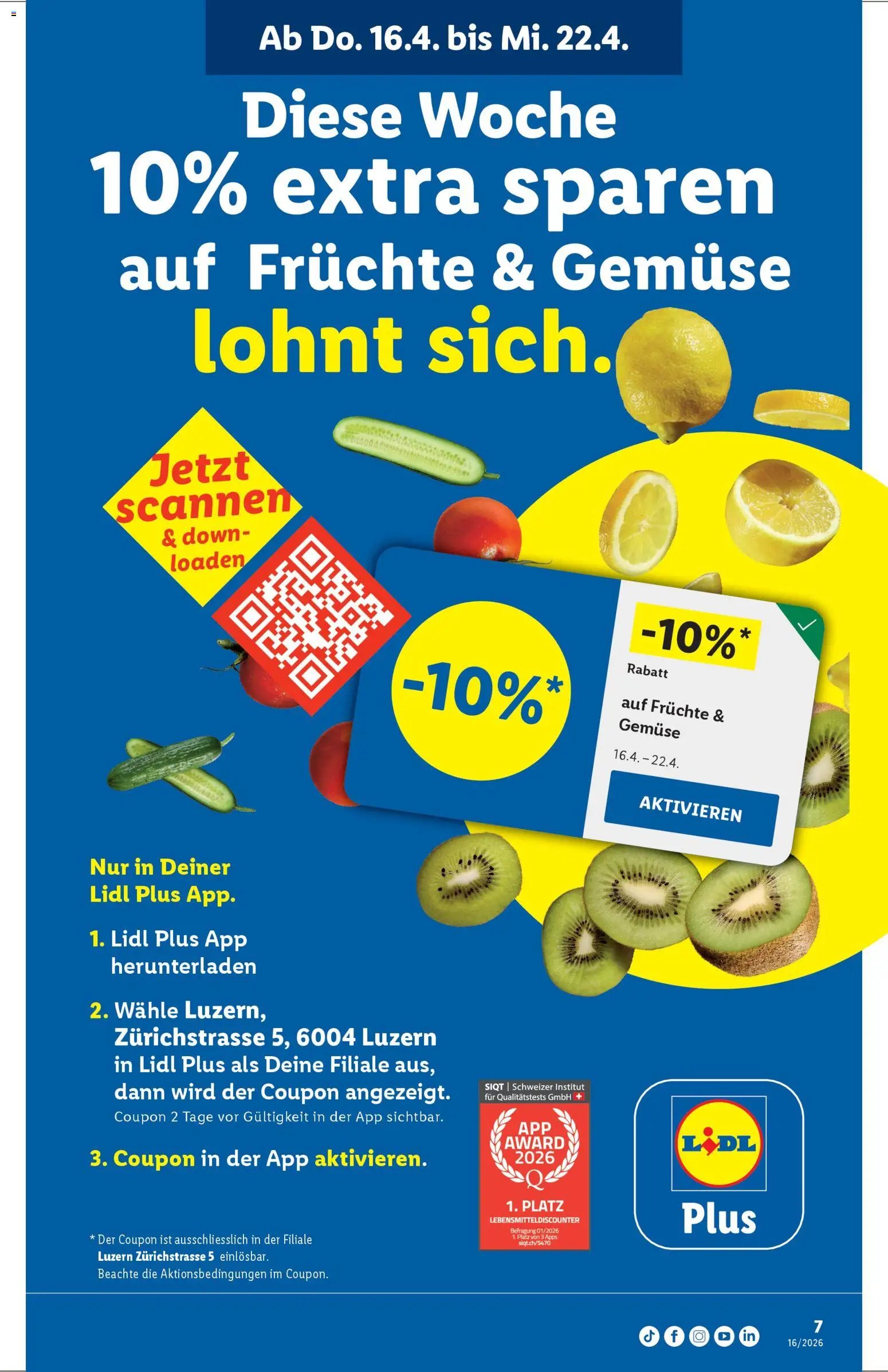 Lidl Aktionen Neueröffnung Luzern (2026-04-16 - 2026-04-22) | 7