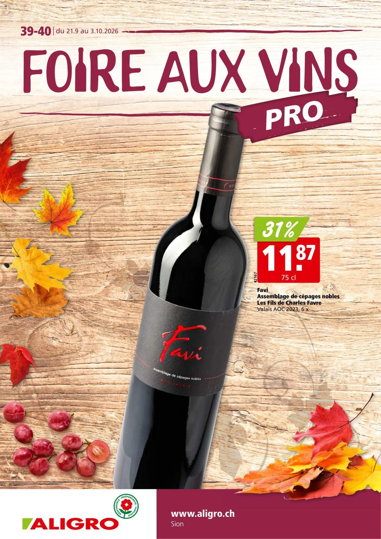 Aligro aktionen Vins Sion
