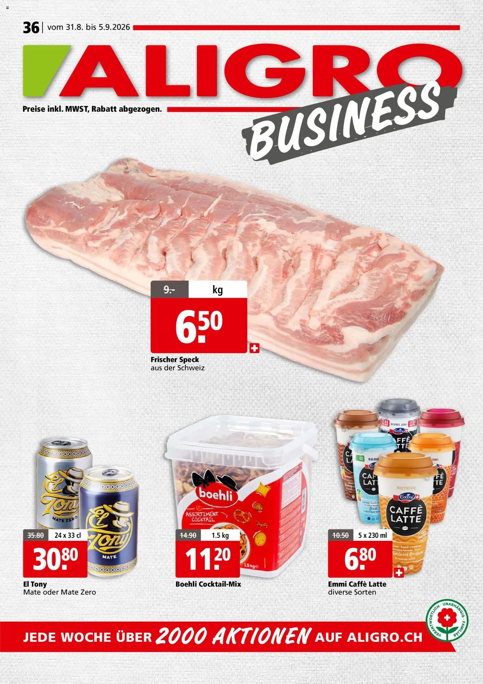Aligro aktionen Business Chavannes, Matran, Genf, Sitten