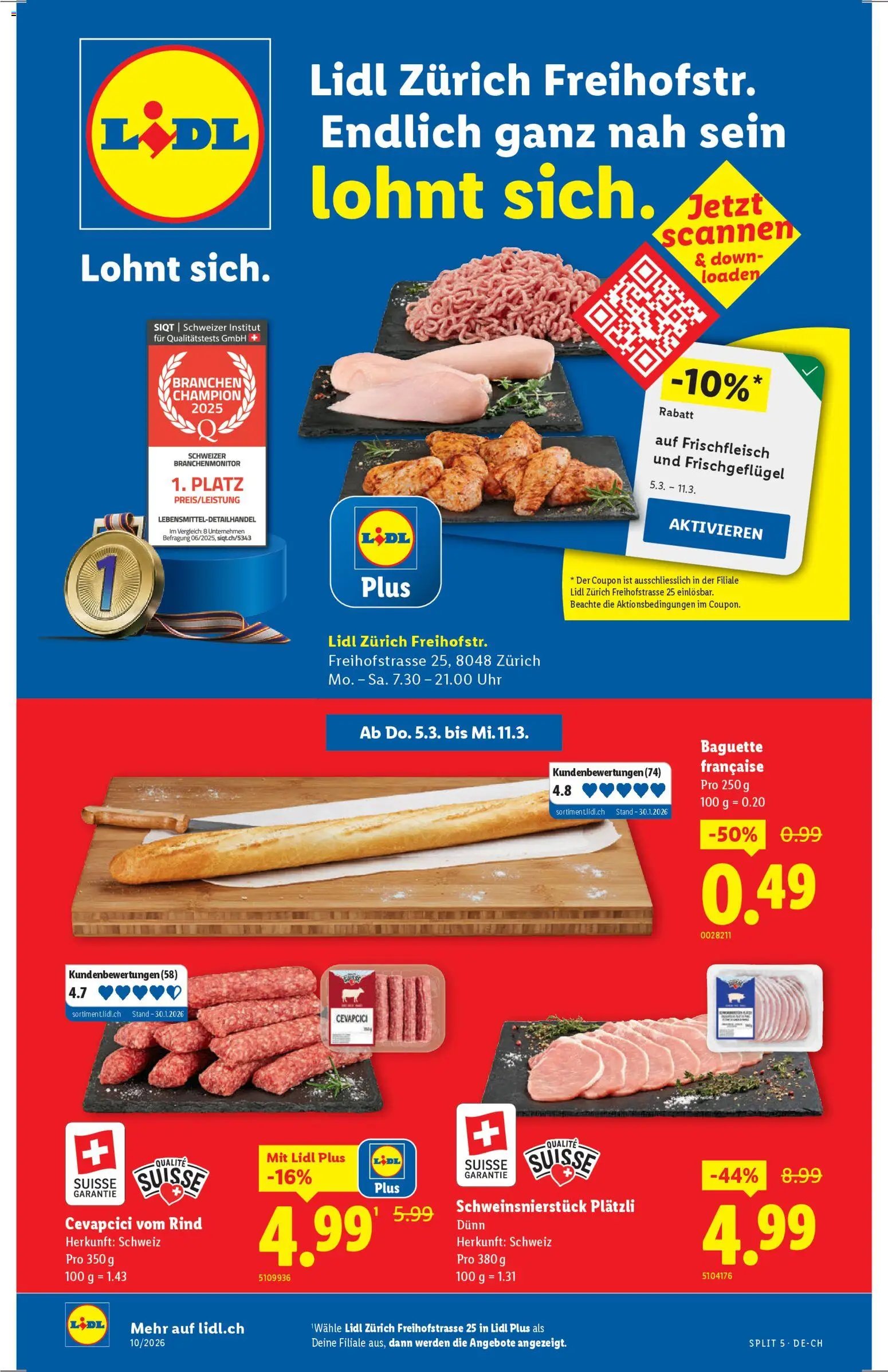 Lidl Aktionen Neueröffnung Zürich (2026-03-05 - 2026-03-11) | 1