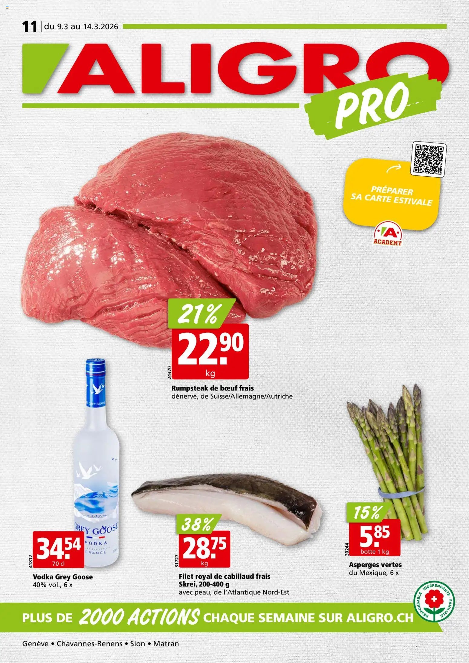 Aligro aktionen Chavannes, Matran, Genève, Sion (2026-03-09 - 2026-03-14)