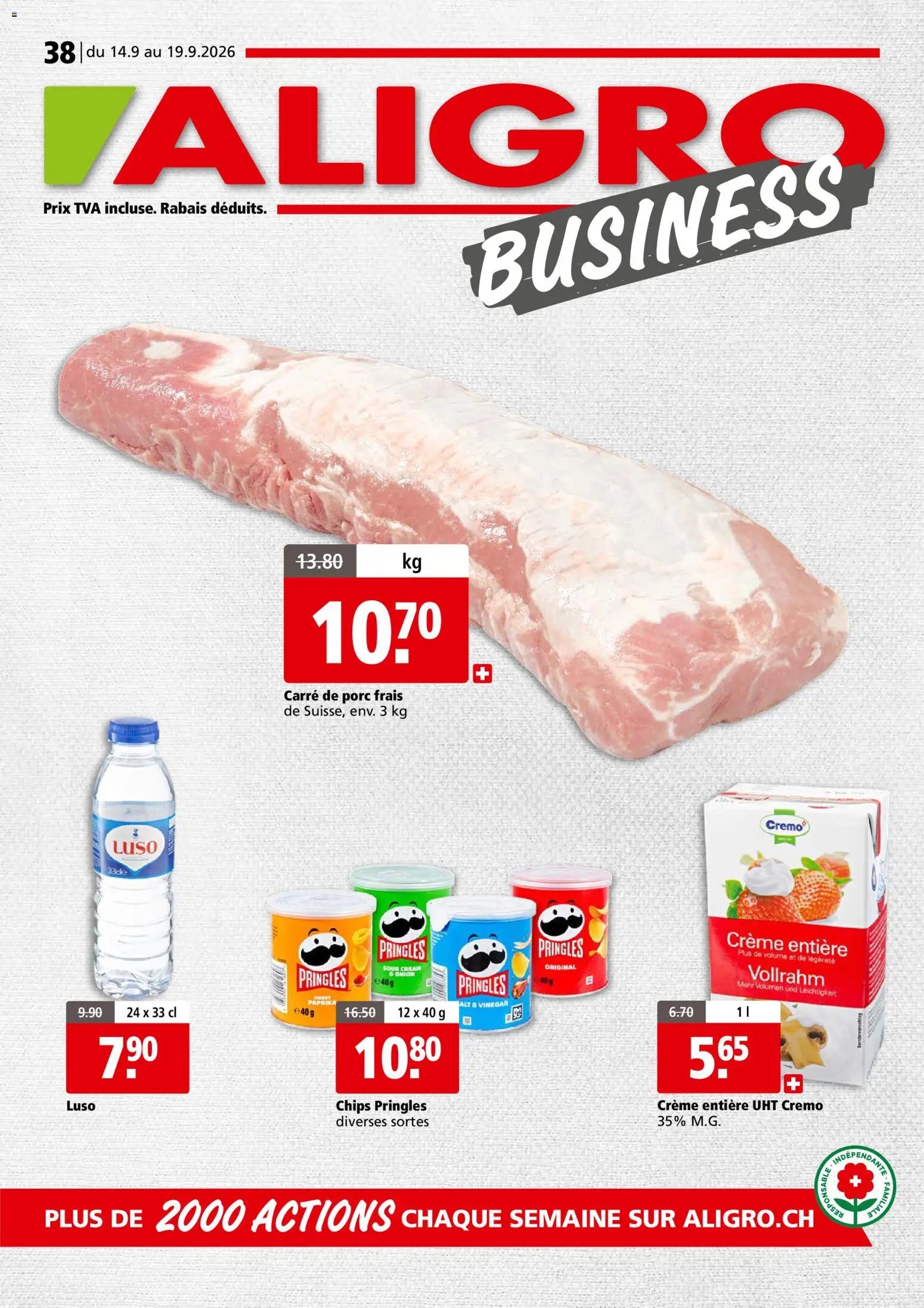 Aligro aktionen Business Chavannes, Matran, Genève, Sion