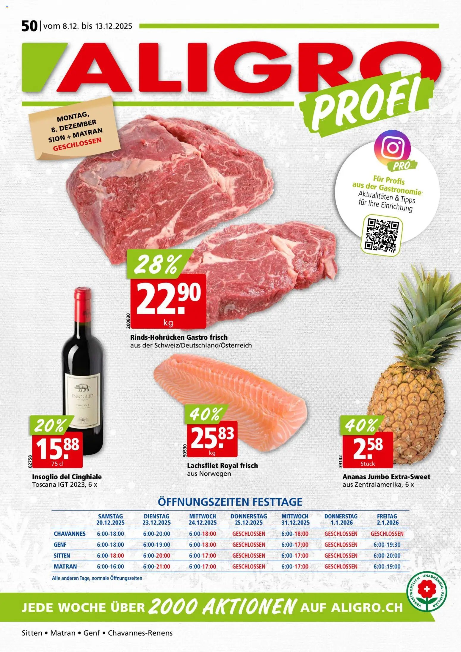 Aligro Aktionen Chavannes, Matran, Genf, Sitten (2025-12-08 - 2025-12-13) | 1