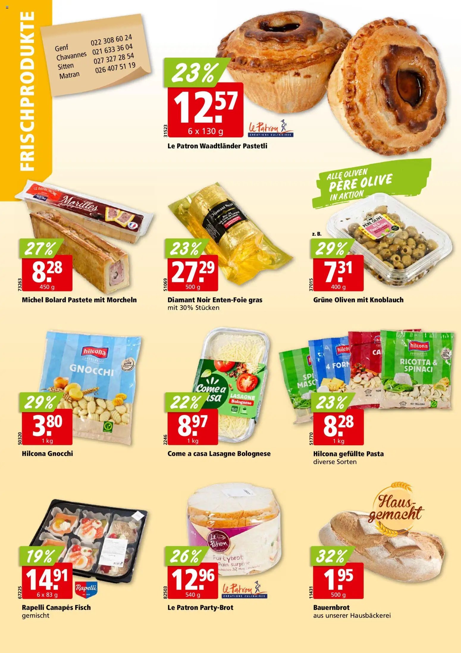 Aligro aktionen Chavannes, Matran, Genf, Sitten