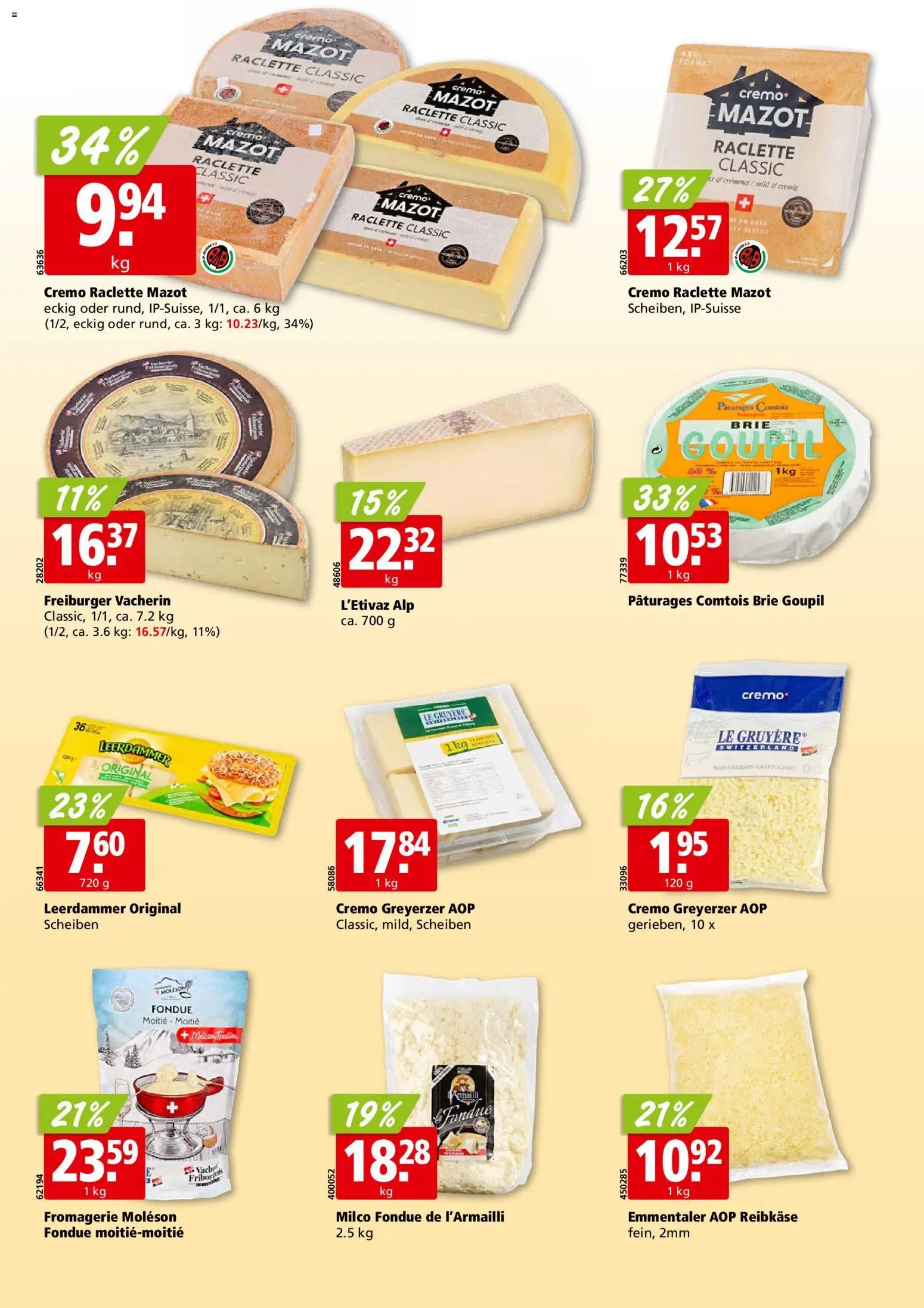 Aligro aktionen Chavannes, Matran, Genf, Sitten