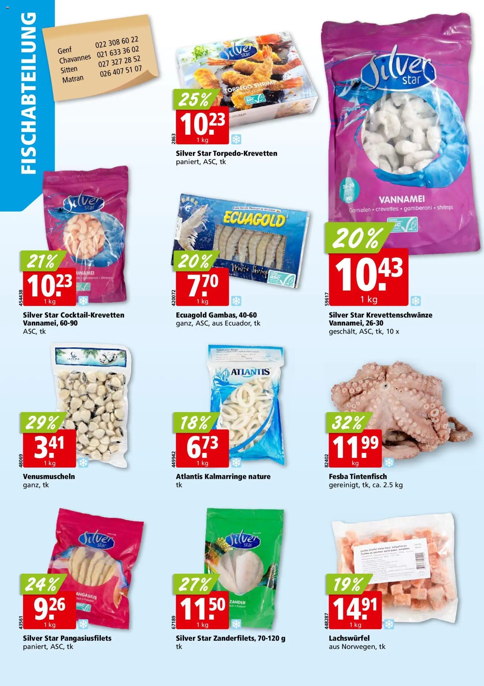 Aligro aktionen Chavannes, Matran, Genf, Sitten