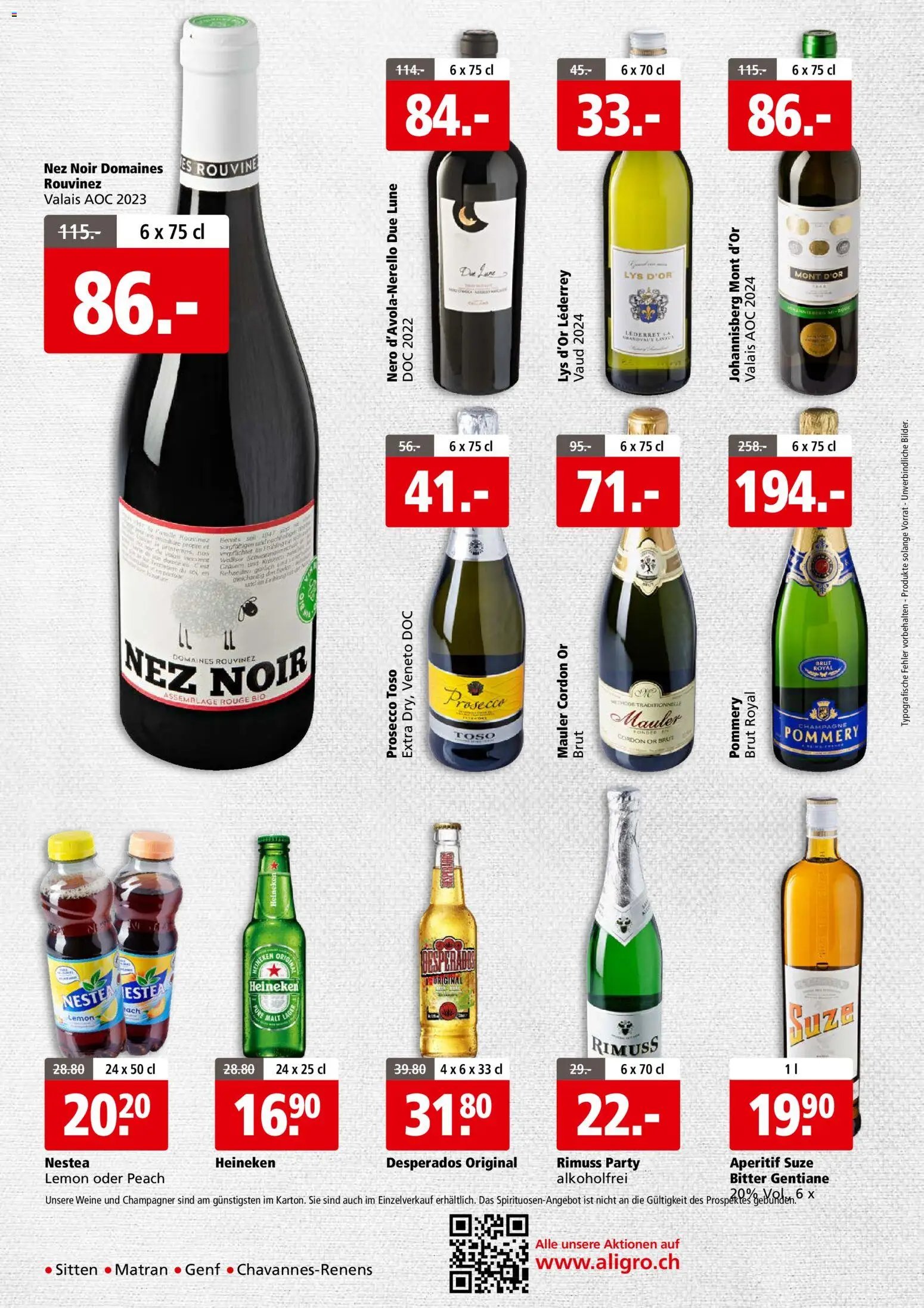 Aligro Aktionen Business Chavannes, Matran, Genf, Sitten (2025-12-26 - 2026-01-03)