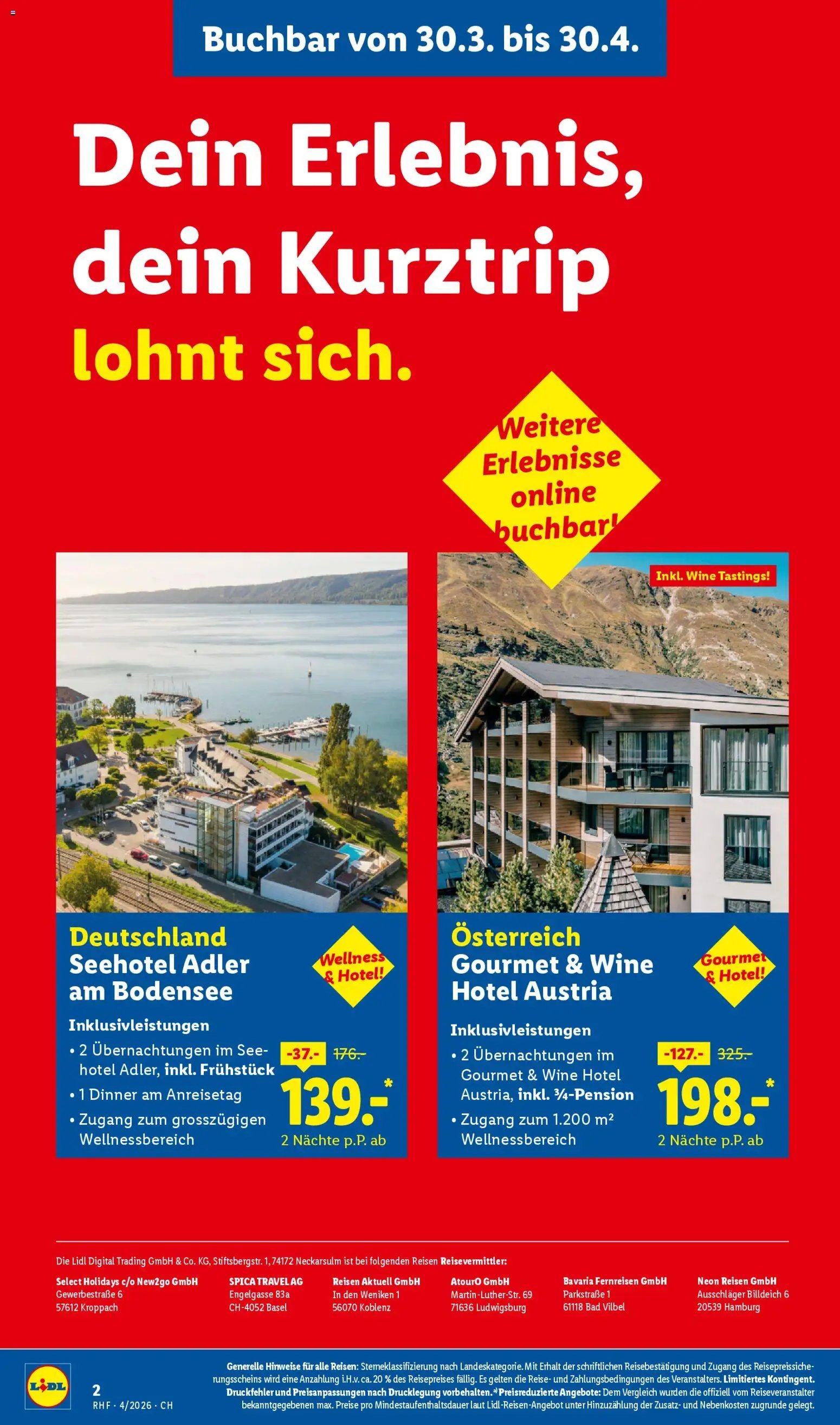 Lidl aktionen Reisen April (2026-03-28 - 2026-04-30)