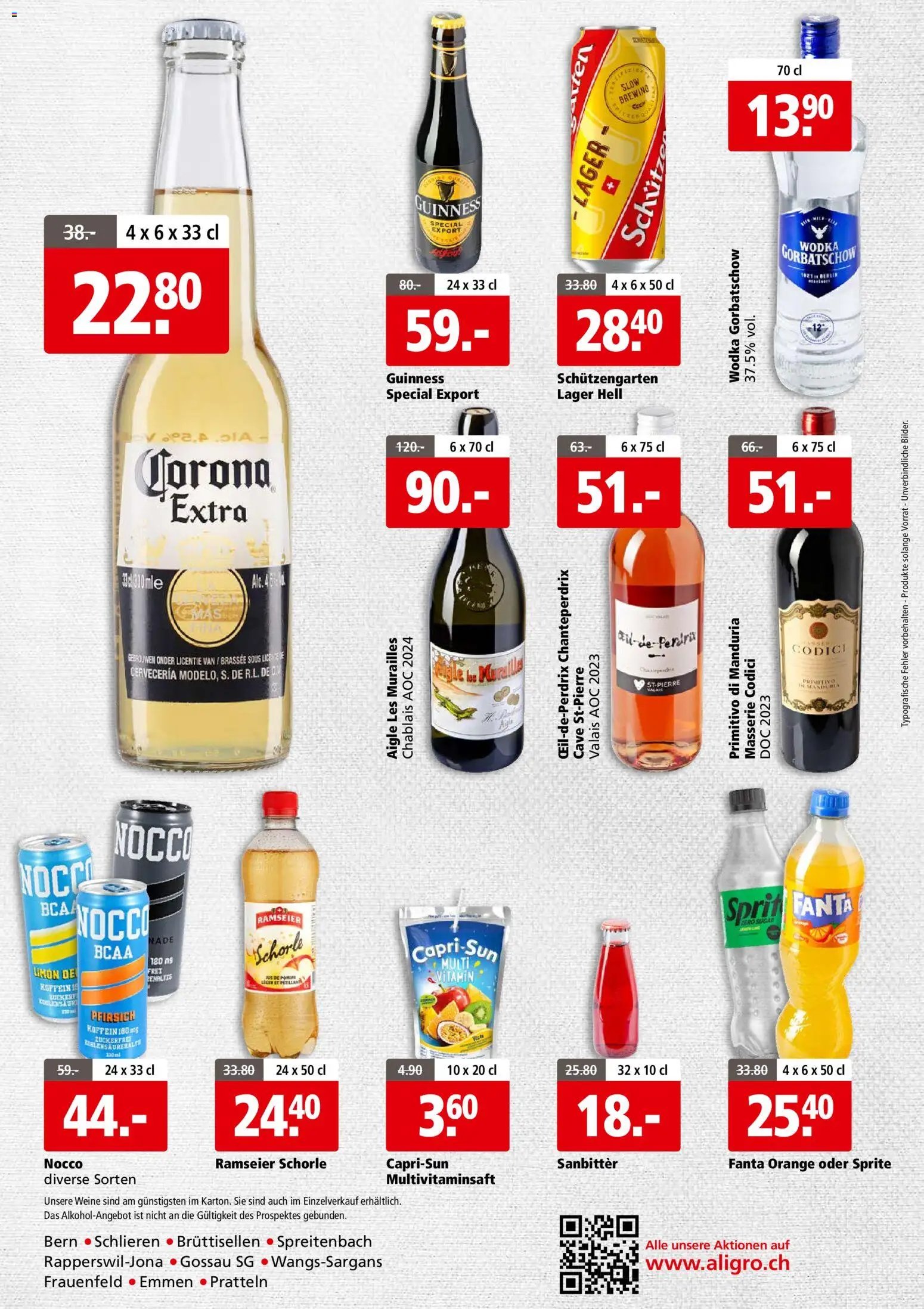 Aligro aktionen Business Schlieren, Gossau SG, Frauenfeld, Rapperswil-Jona, Sargans, Bern (2026-03-16 - 2026-03-21)