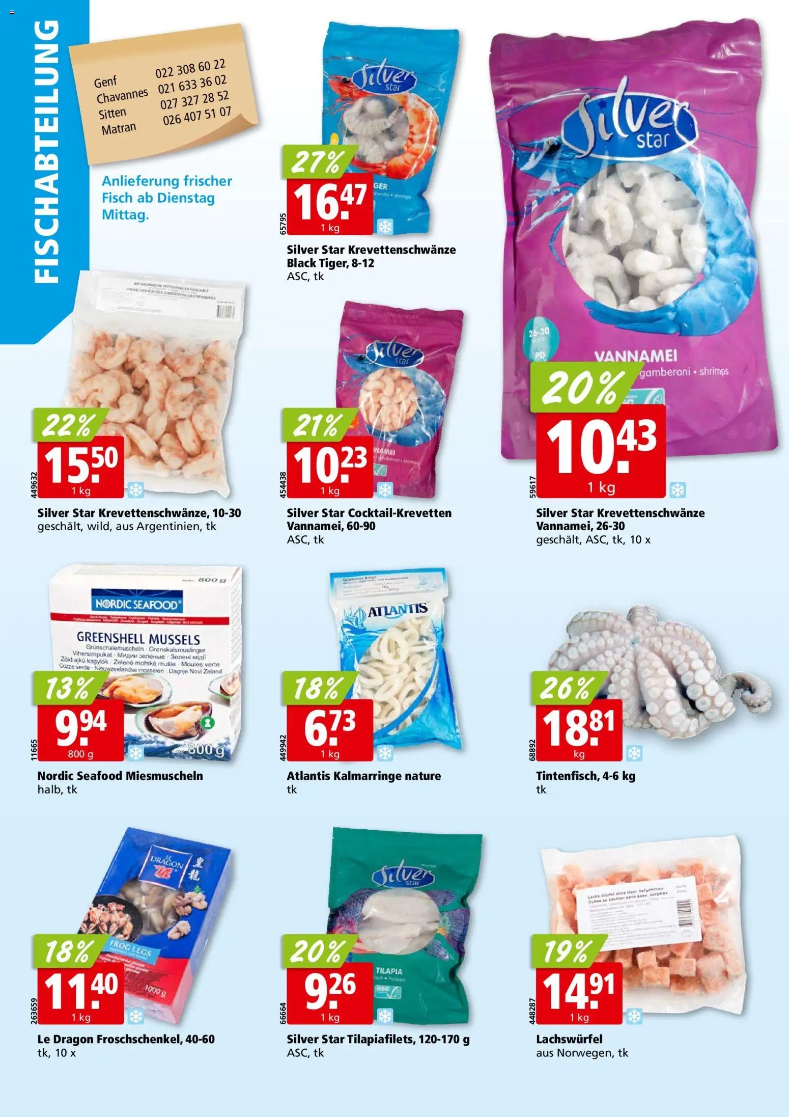 Aligro aktionen Chavannes, Matran, Genf, Sitten