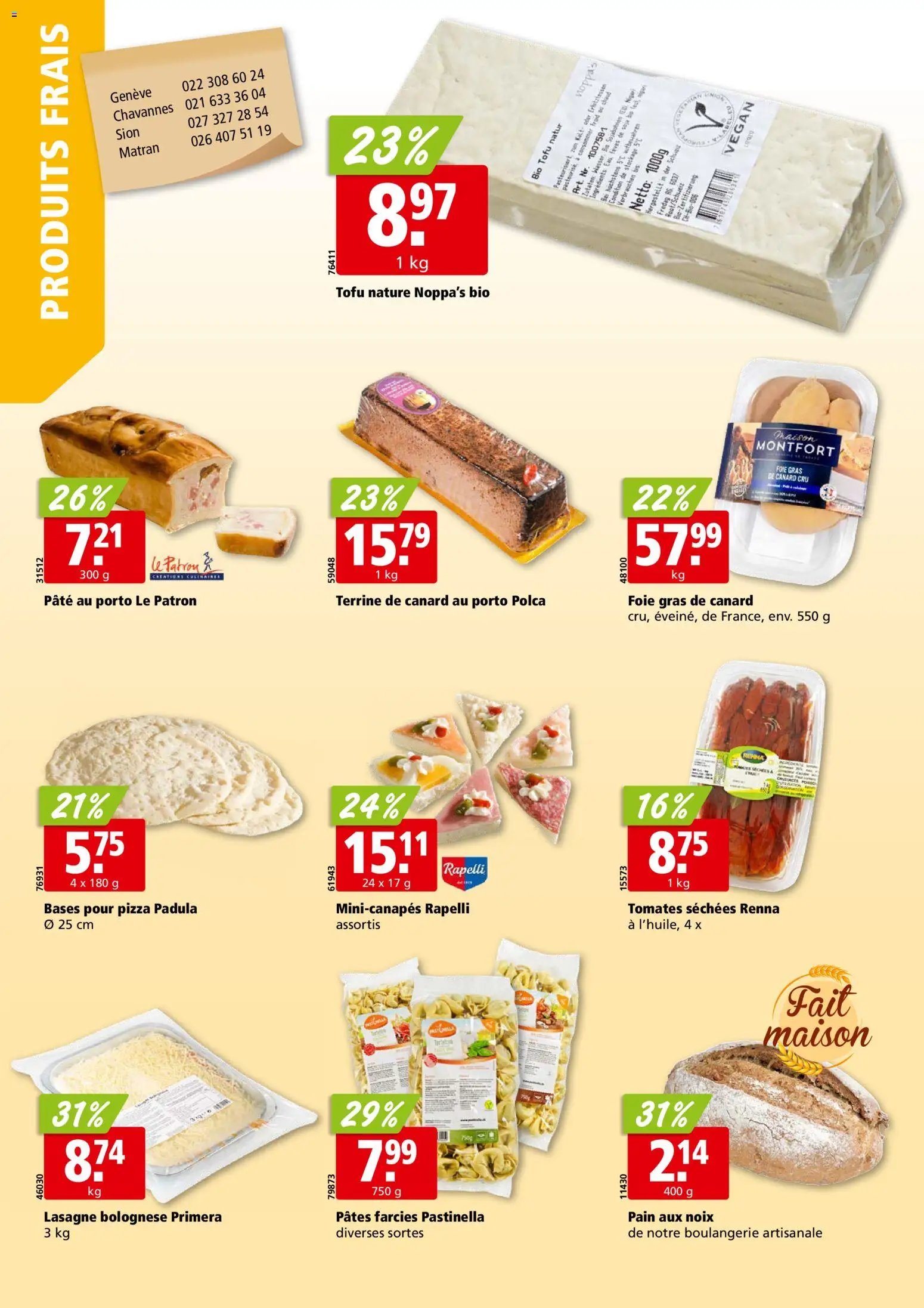 Aligro aktionen Chavannes, Matran, Genève, Sion