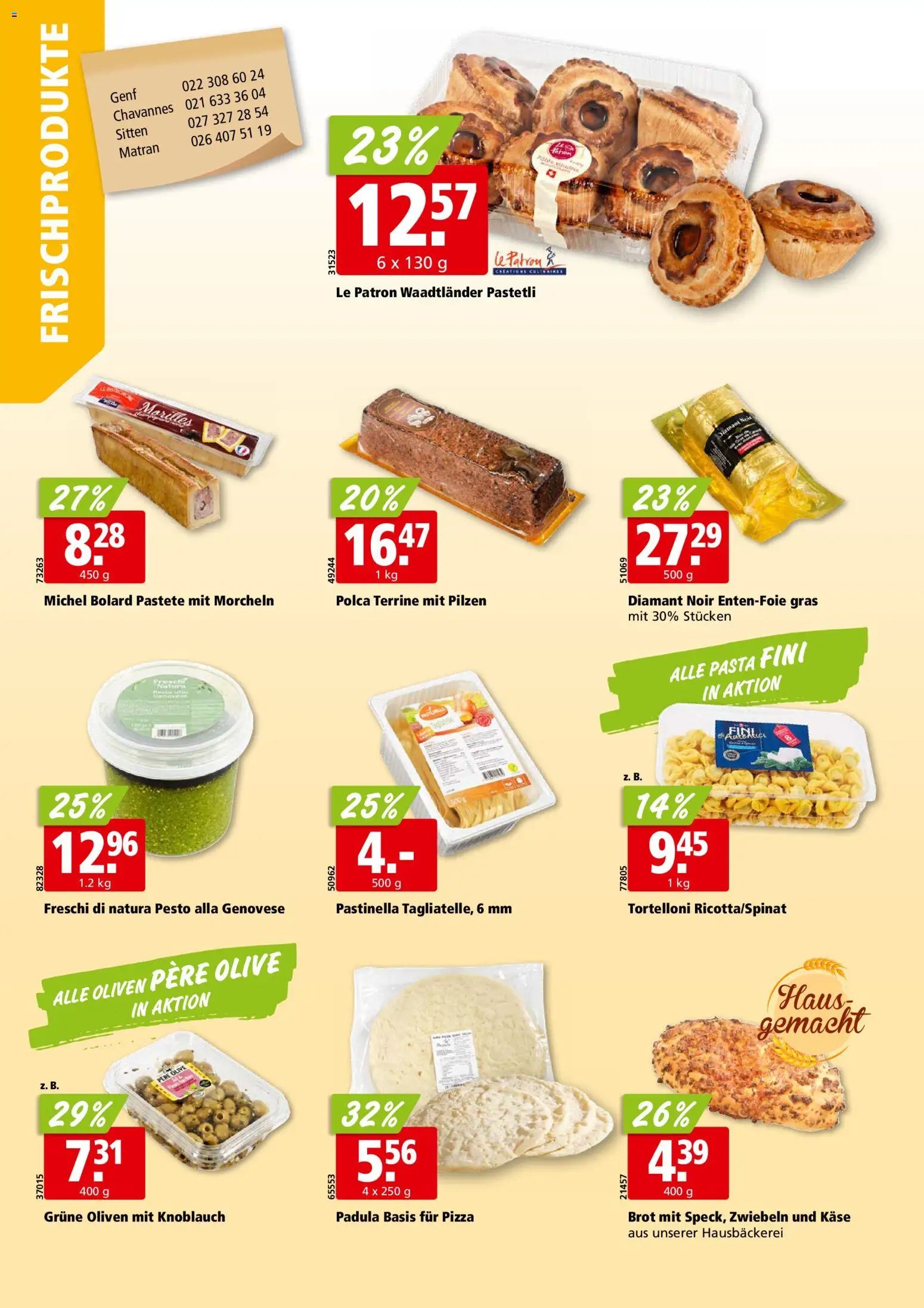 Aligro aktionen Chavannes, Matran, Genf, Sitten