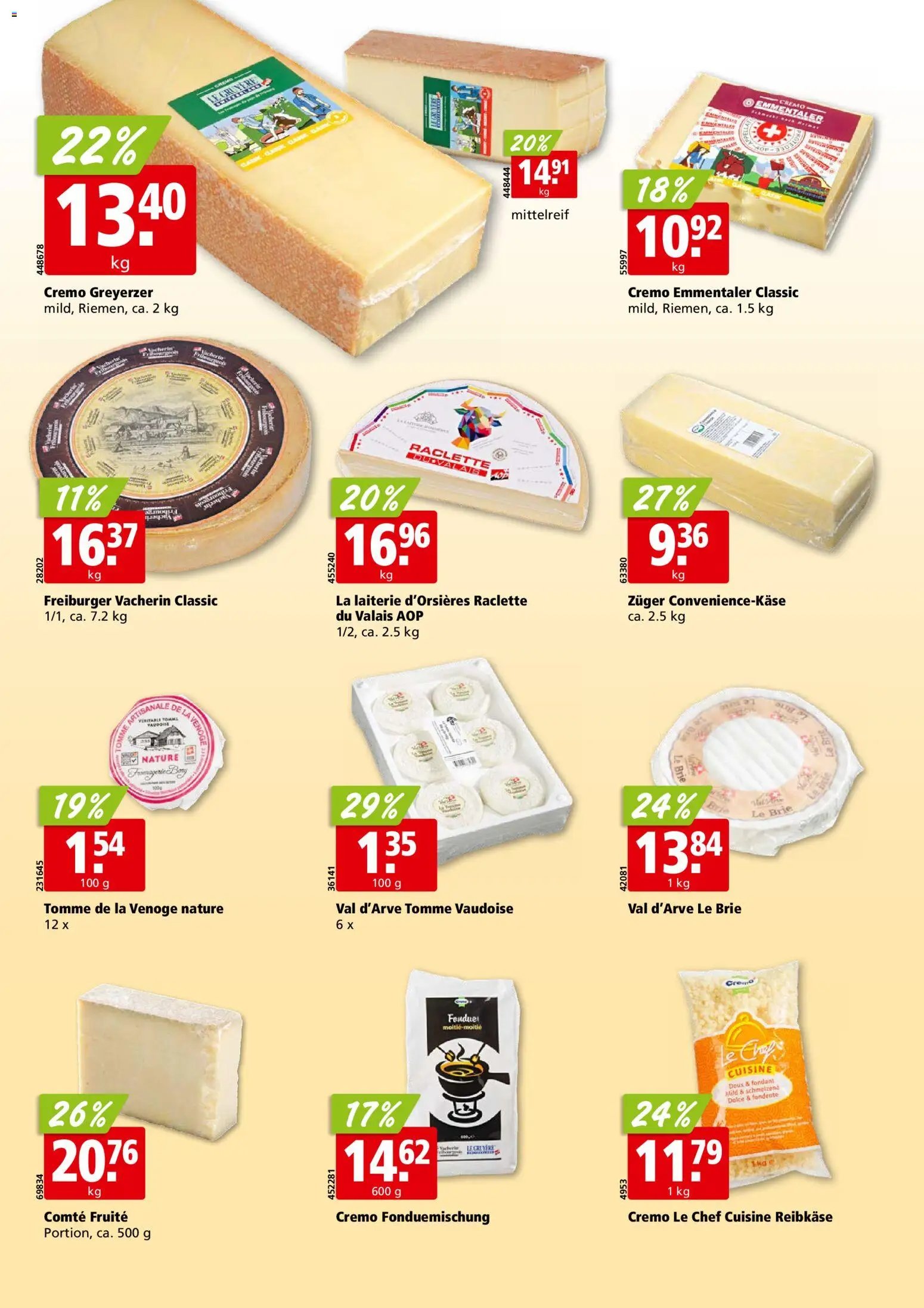 Aligro aktionen Chavannes, Matran, Genf, Sitten