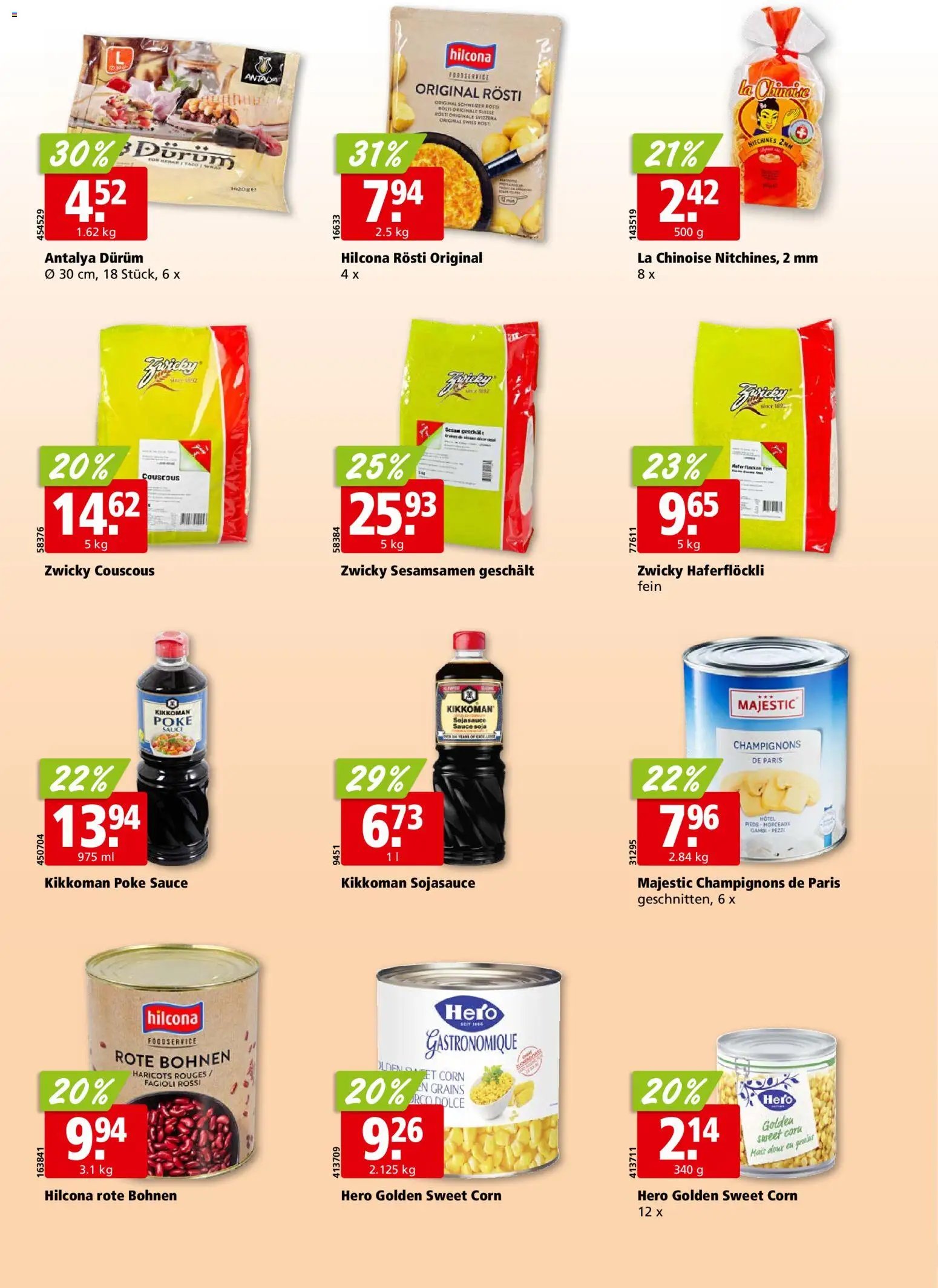 Aligro aktionen Chavannes, Matran, Genf, Sitten