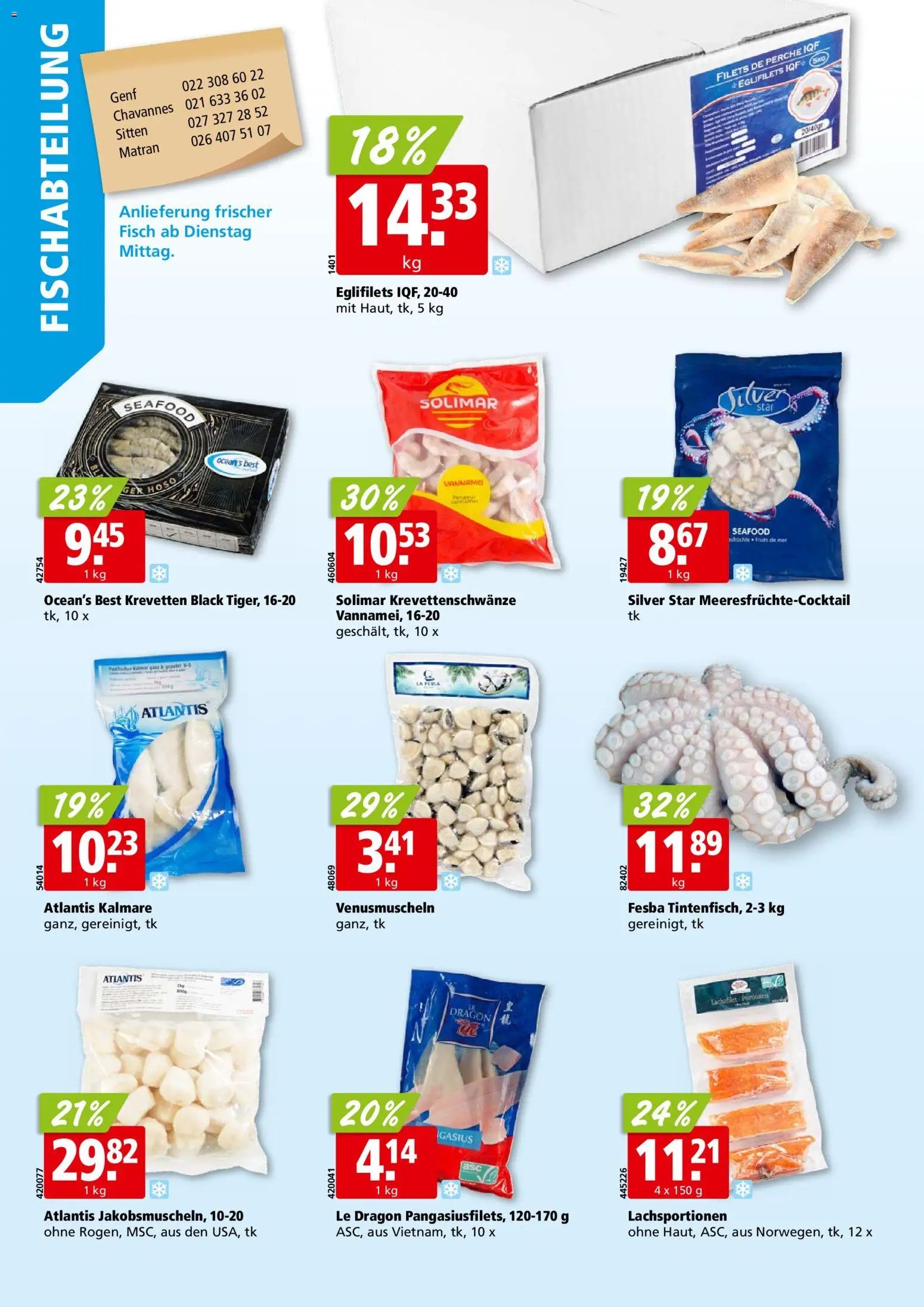Aligro aktionen Chavannes, Matran, Genf, Sitten