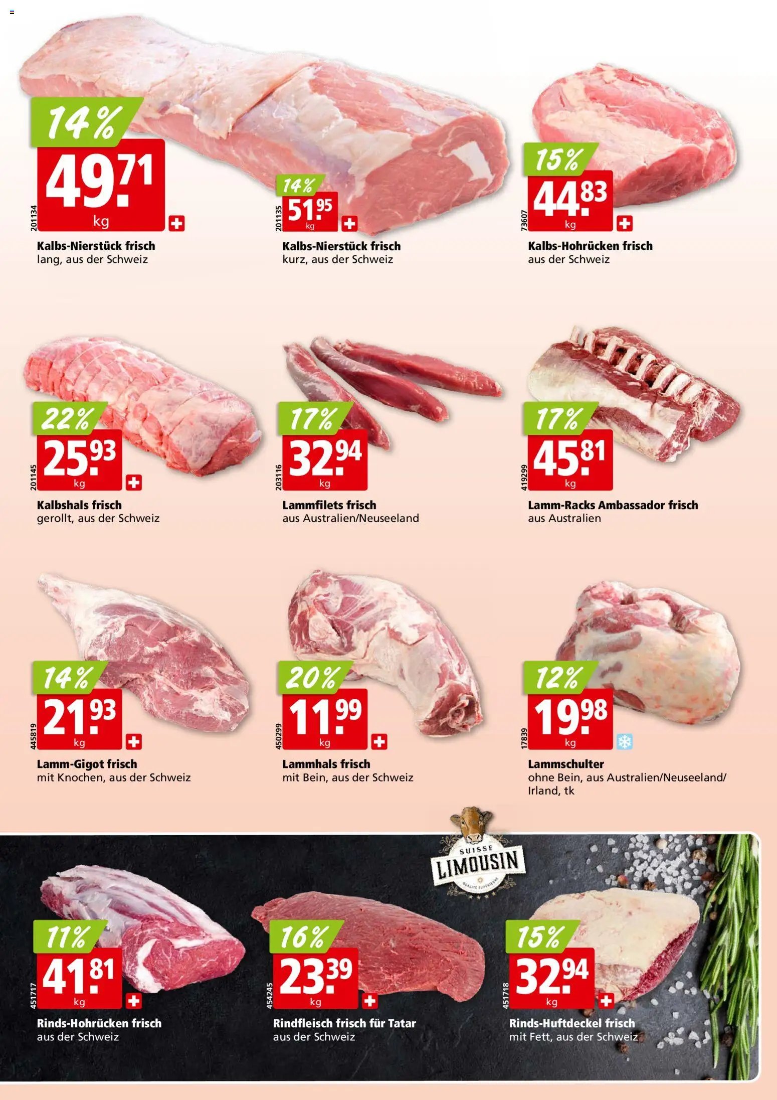 Aligro aktionen Chavannes, Matran, Genf, Sitten