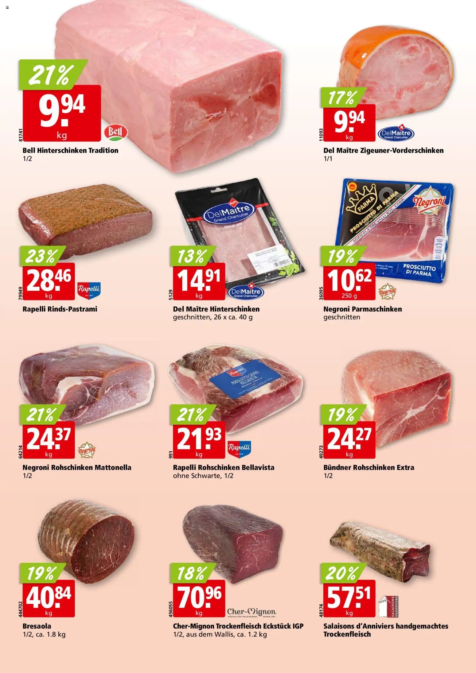 Aligro aktionen Chavannes, Matran, Genf, Sitten