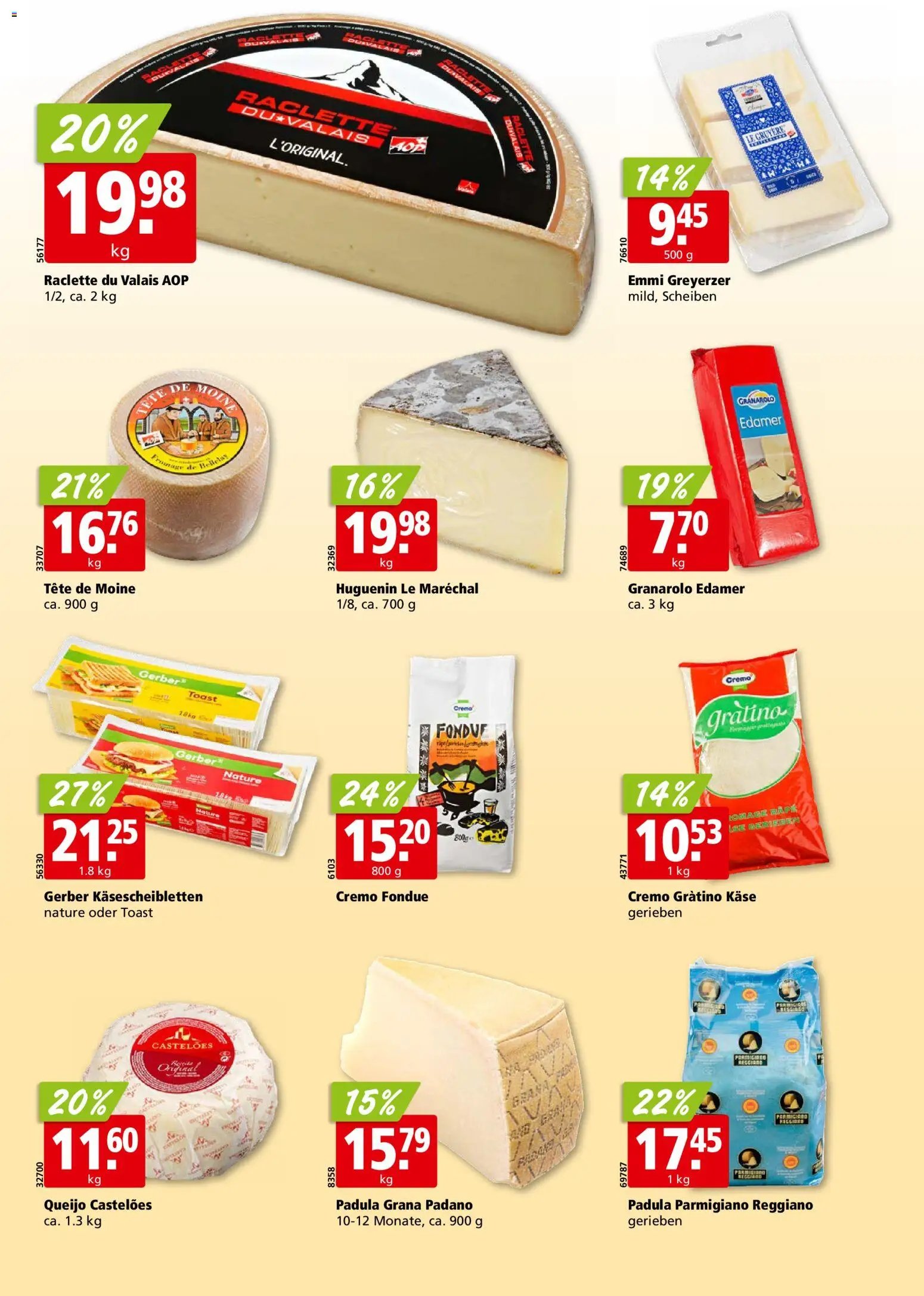 Aligro aktionen Chavannes, Matran, Genf, Sitten