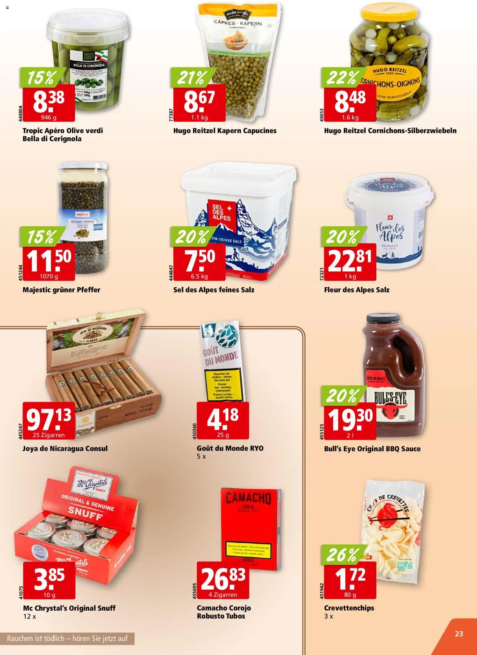 Aligro aktionen Chavannes, Matran, Genf, Sitten