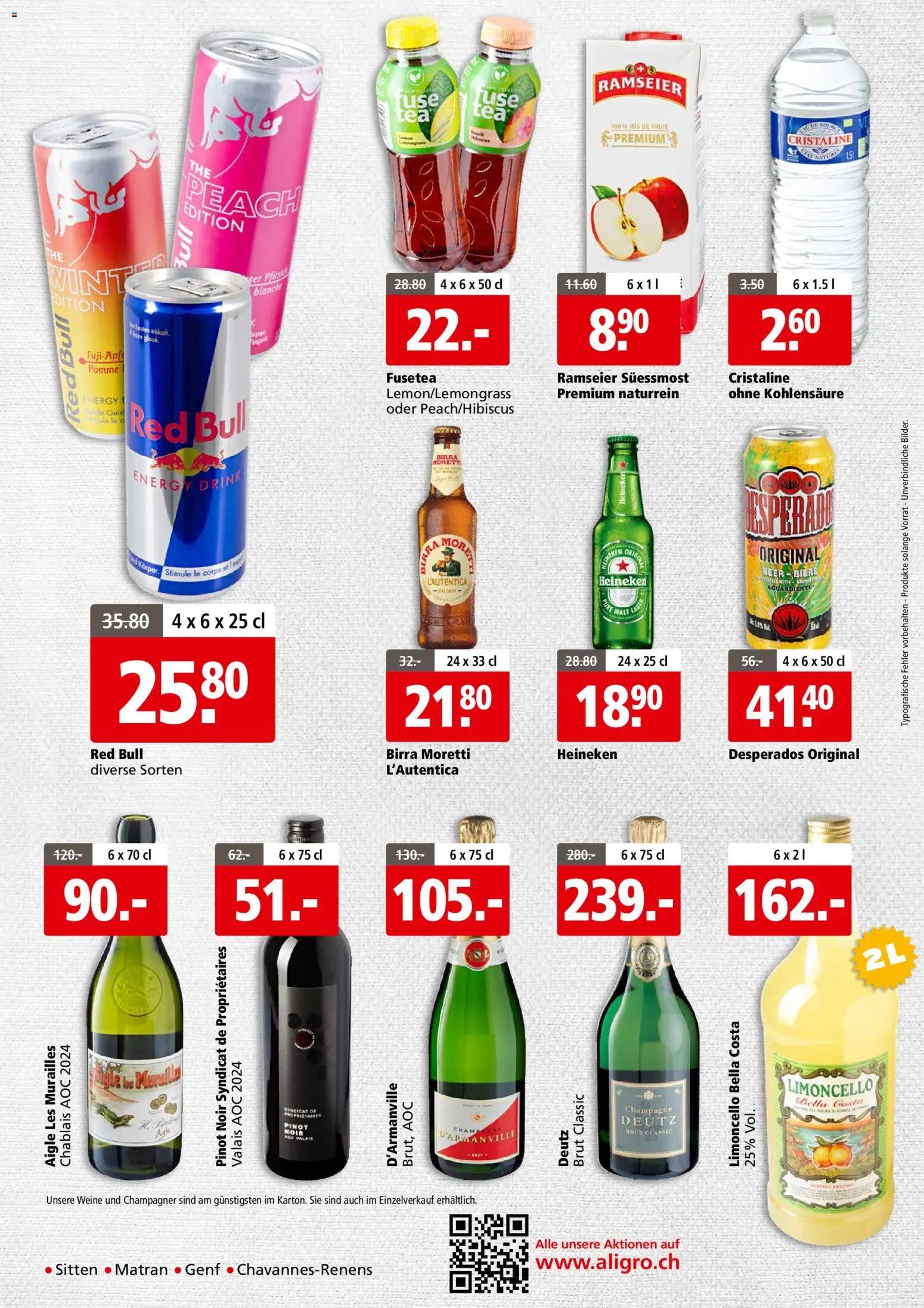 Aligro Aktionen Businesskunden - Chavannes, Matran, Genf, Sitten (2025-11-10 - 2025-11-15)