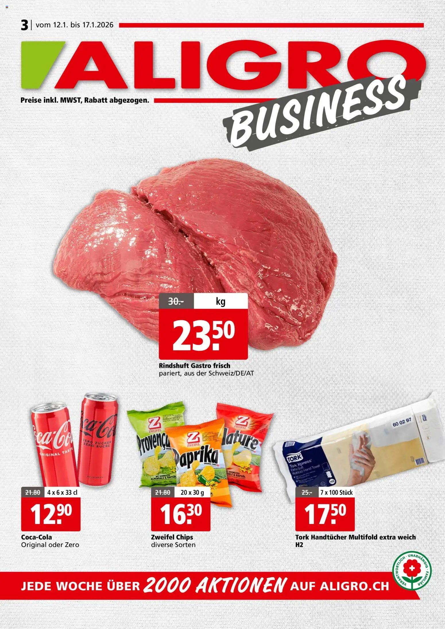 Aligro Aktionen Businesskunden - Chavannes, Matran, Genf, Sitten (2026-01-12 - 2026-01-17) | 1