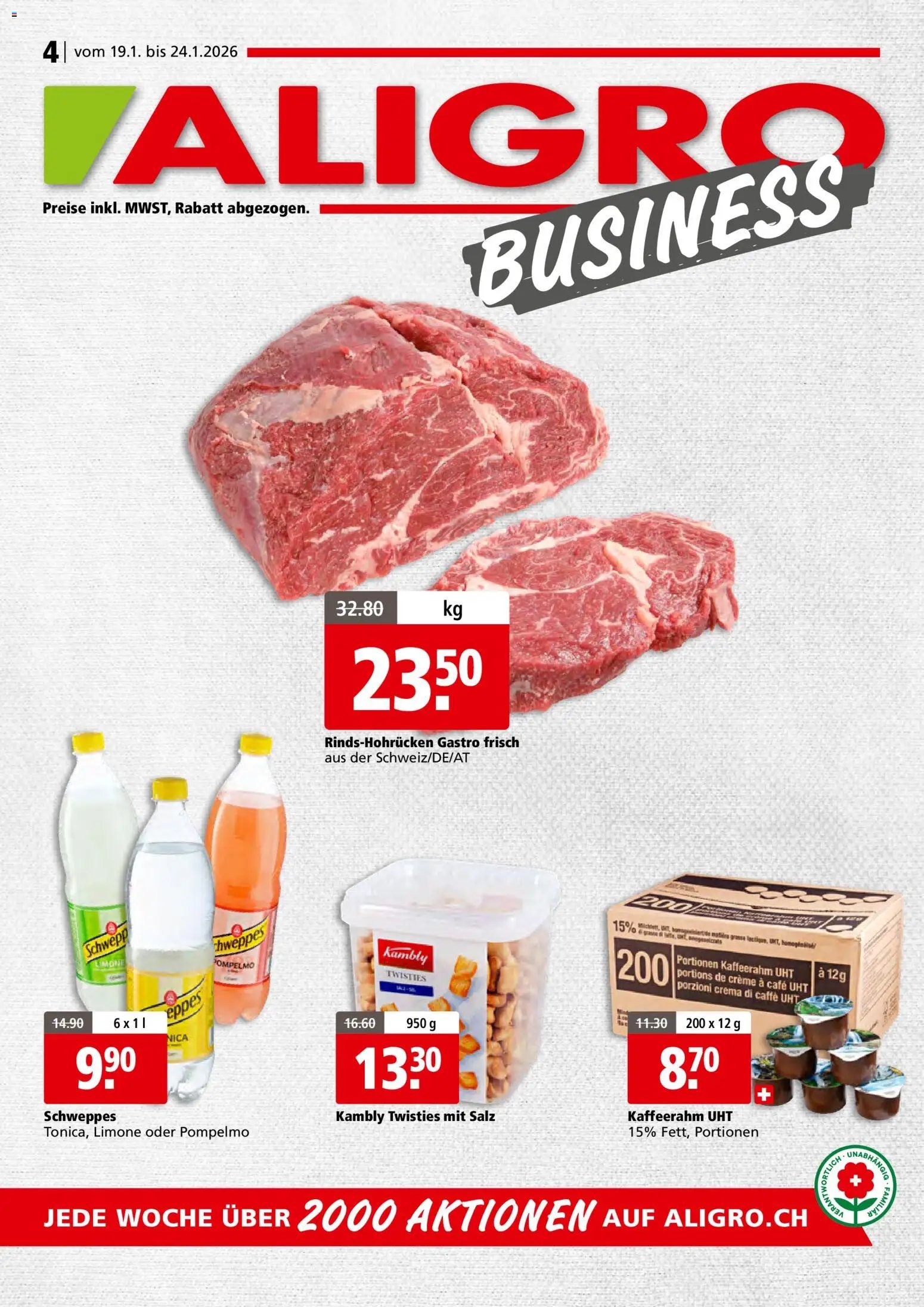 Aligro Aktionen Businesskunden - Chavannes, Matran, Genf, Sitten (2026-01-19 - 2026-01-24) | 1