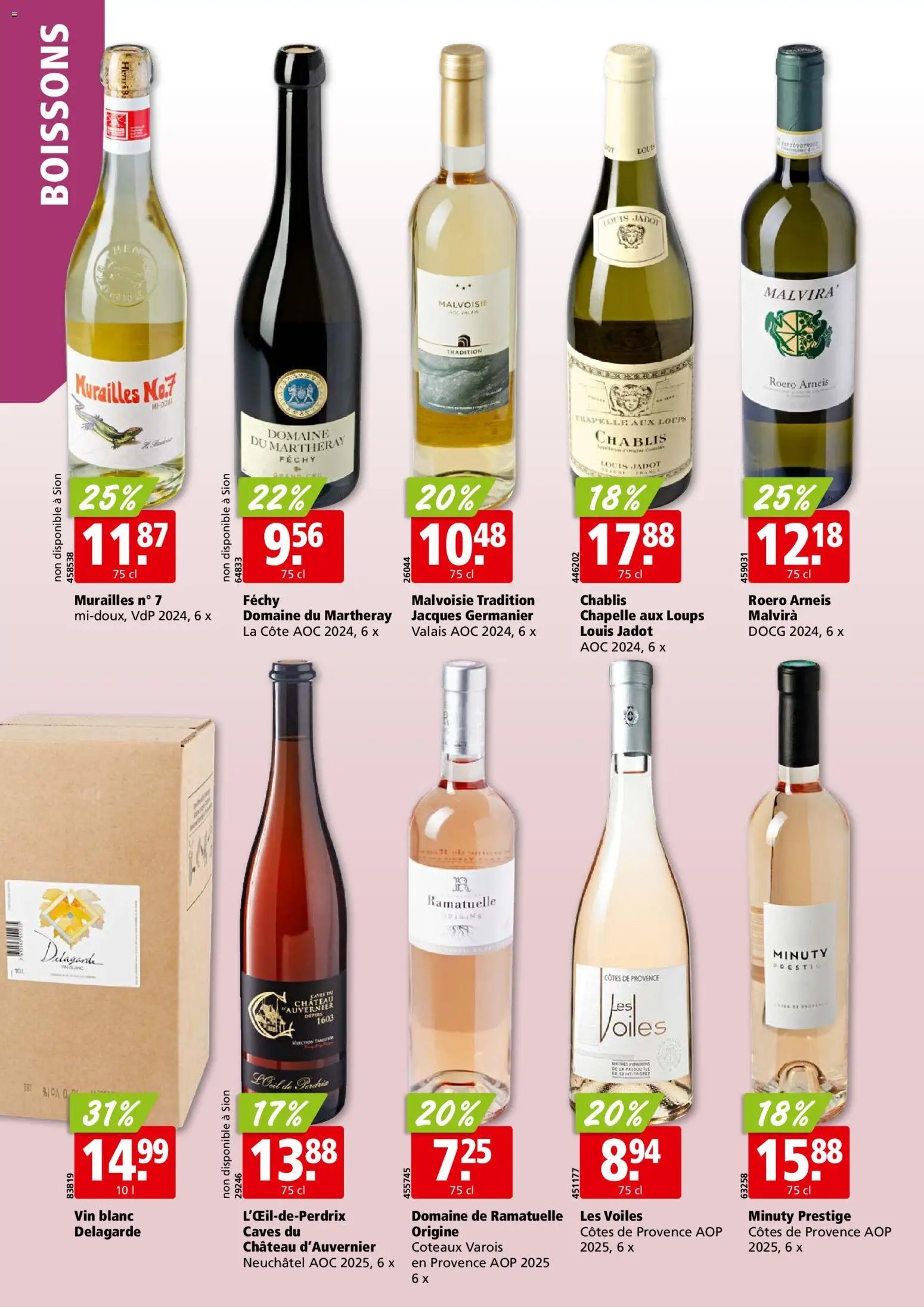 Aligro aktionen Chavannes, Matran, Genève, Sion