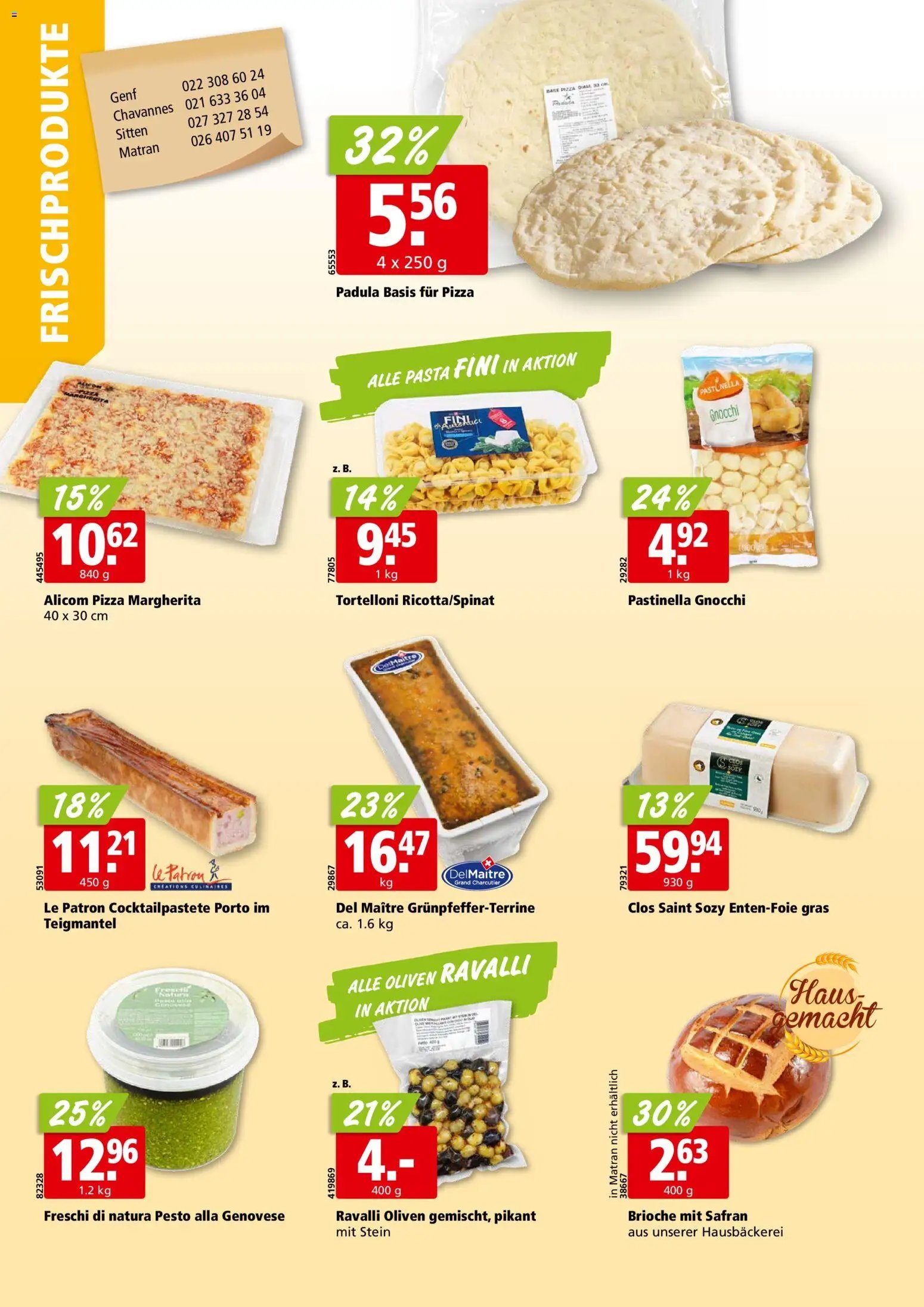 Aligro aktionen Chavannes, Matran, Genf, Sitten