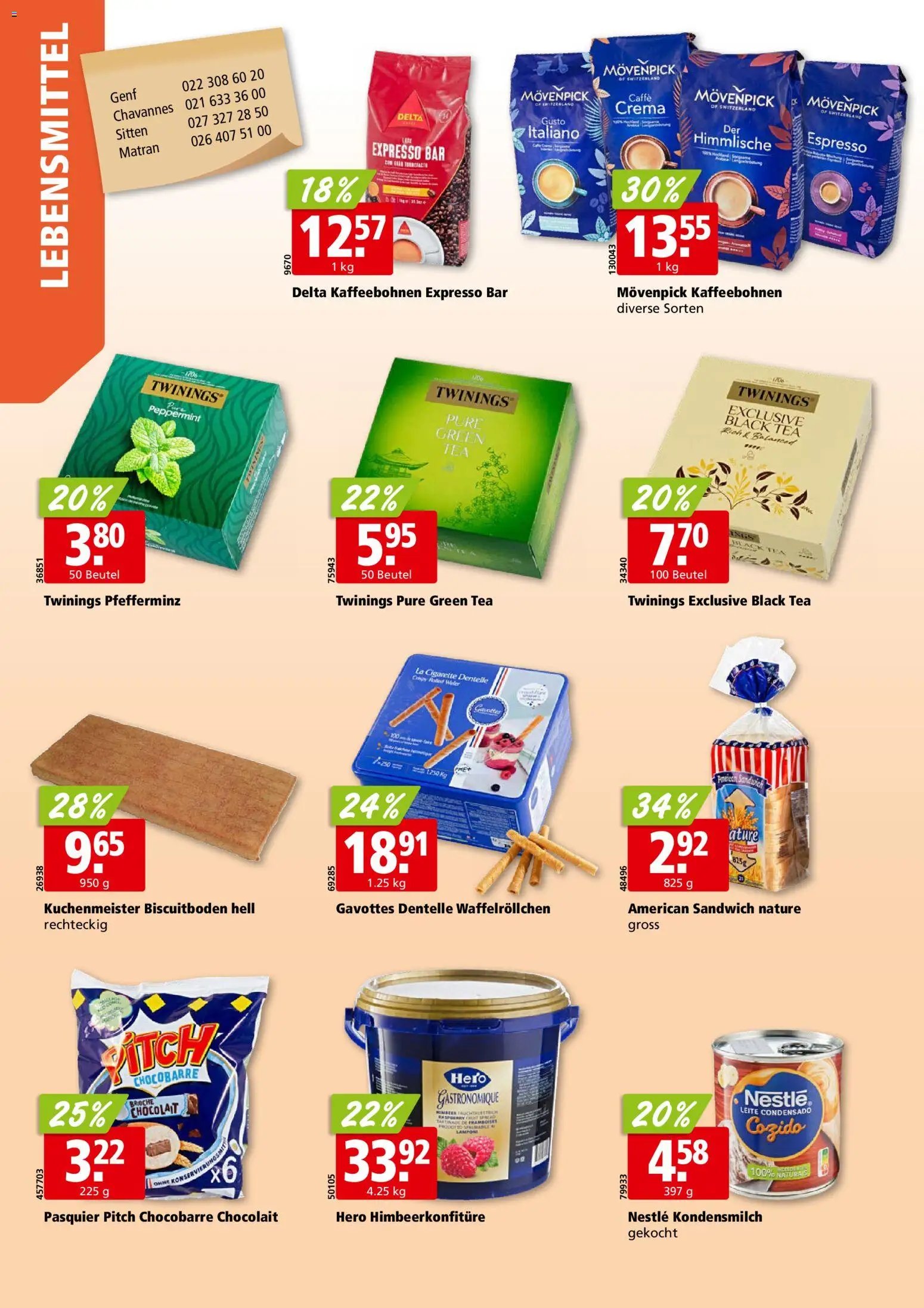 Aligro aktionen Chavannes, Matran, Genf, Sitten