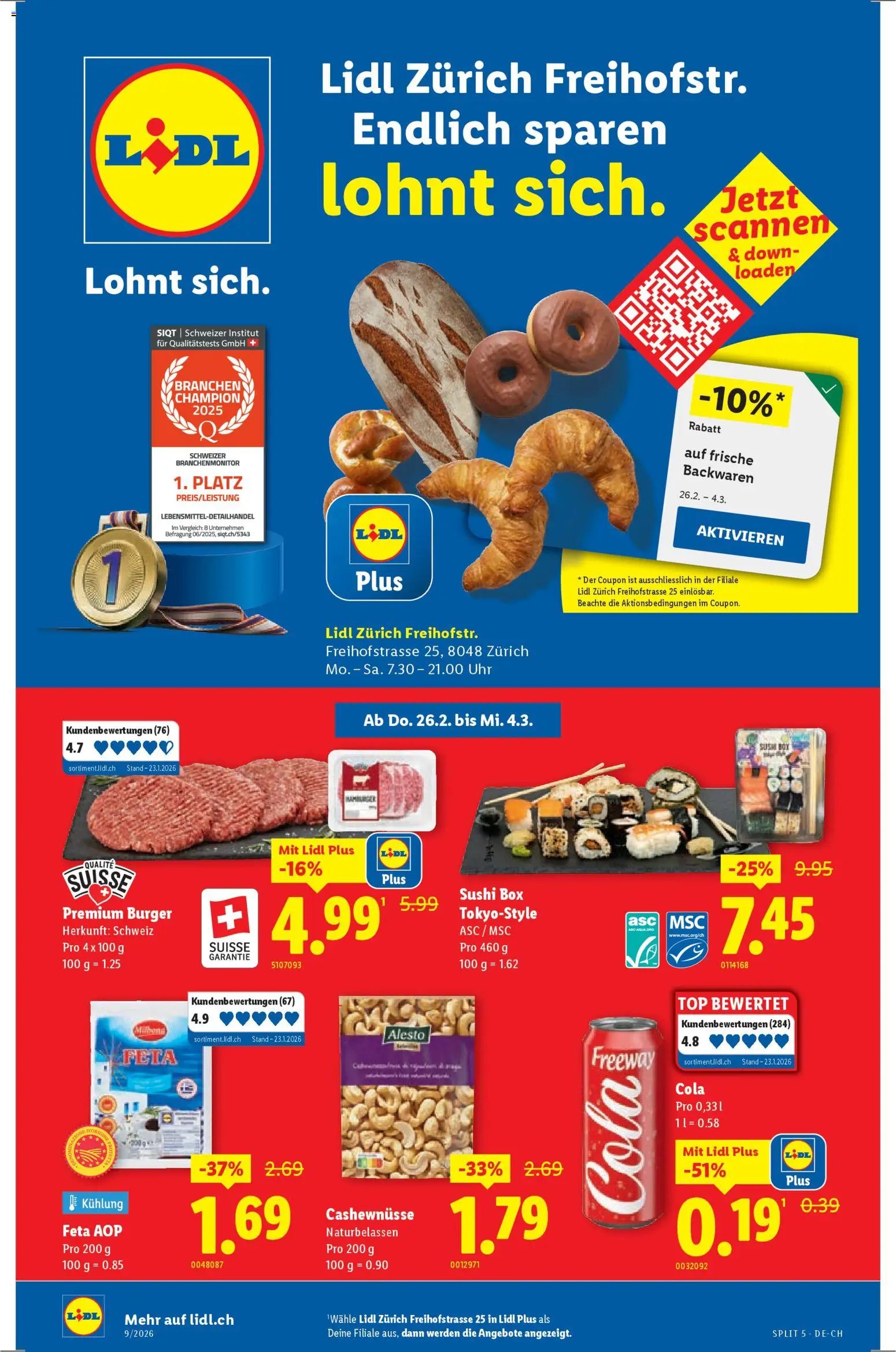 Lidl Aktionen Neueröffnung Zürich (2026-02-26 - 2026-03-04)