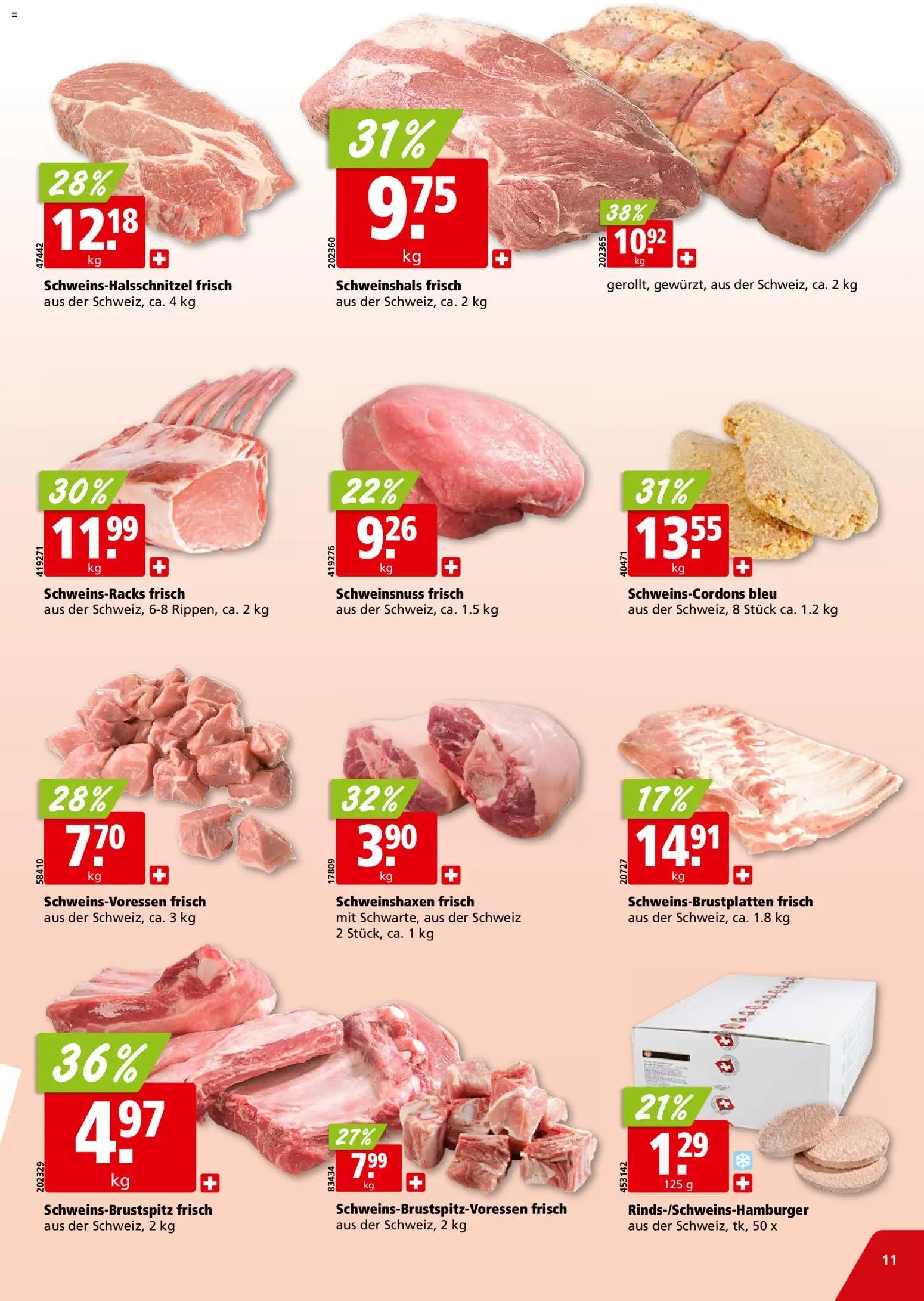 Aligro aktionen Chavannes, Matran, Genf, Sitten