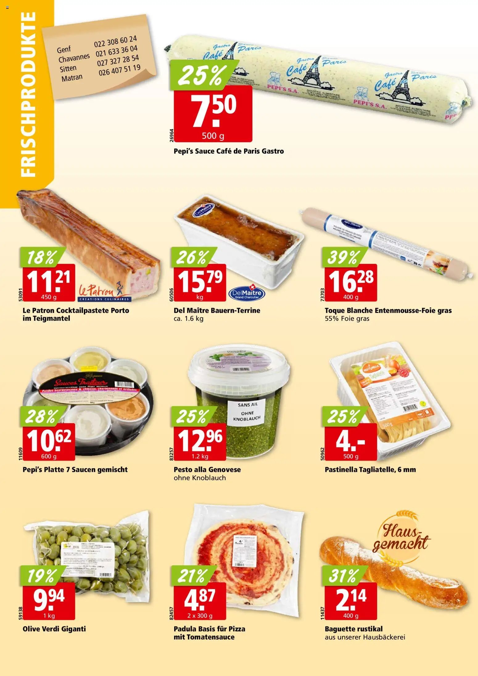 Aligro aktionen Chavannes, Matran, Genf, Sitten