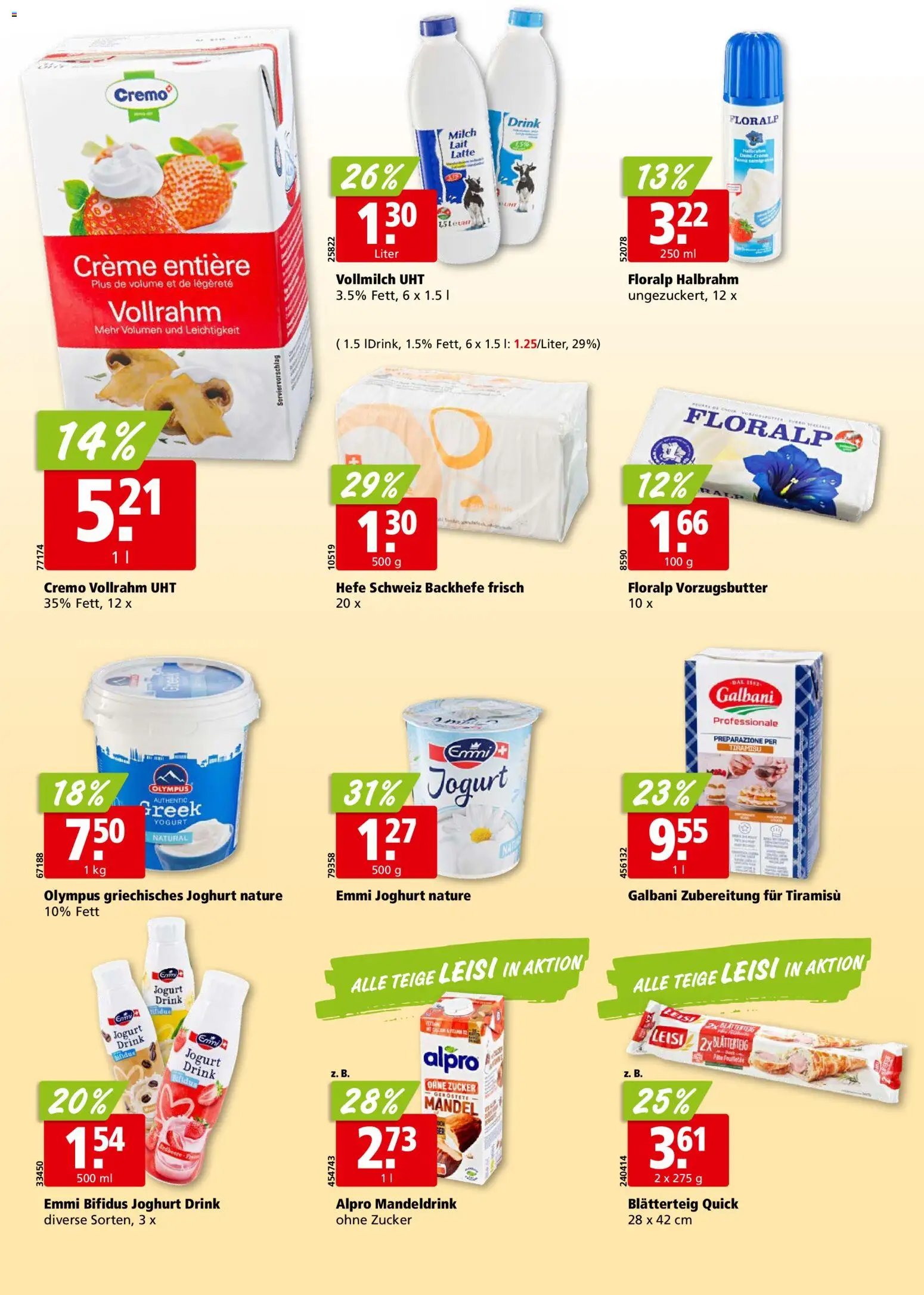 Aligro aktionen Chavannes, Matran, Genf, Sitten