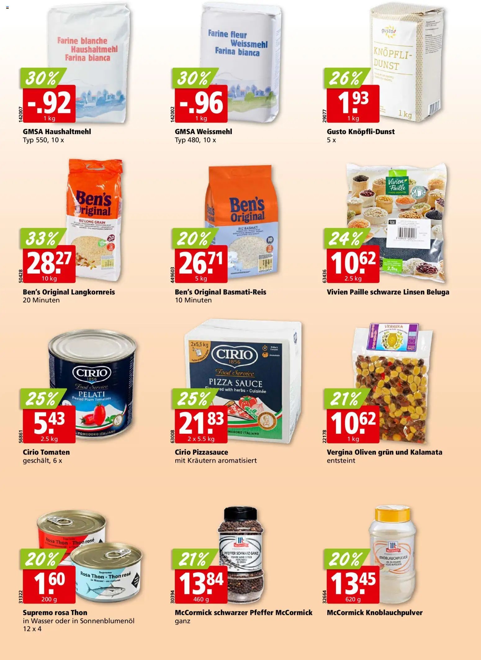 Aligro aktionen Chavannes, Matran, Genf, Sitten