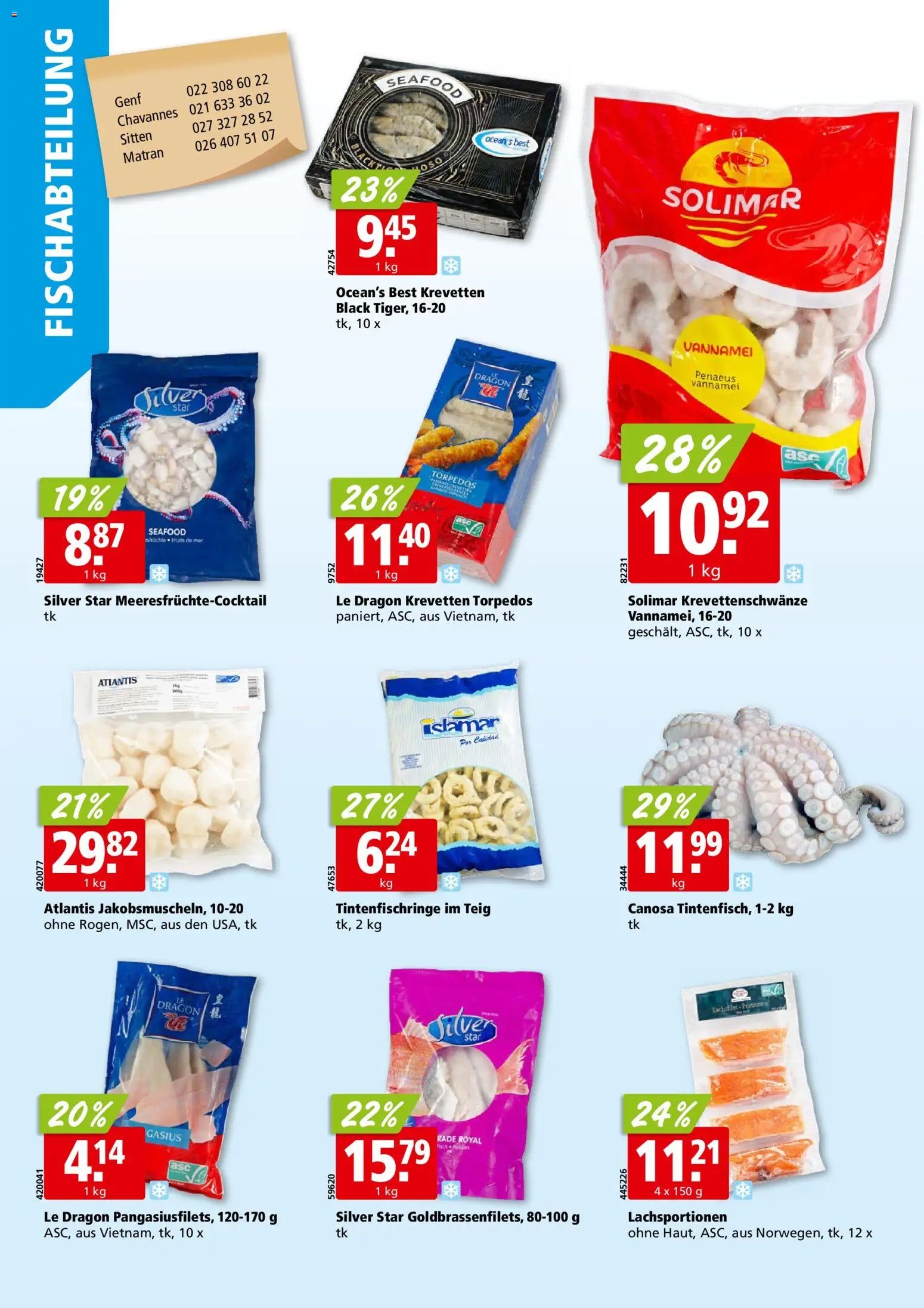 Aligro aktionen Chavannes, Matran, Genf, Sitten