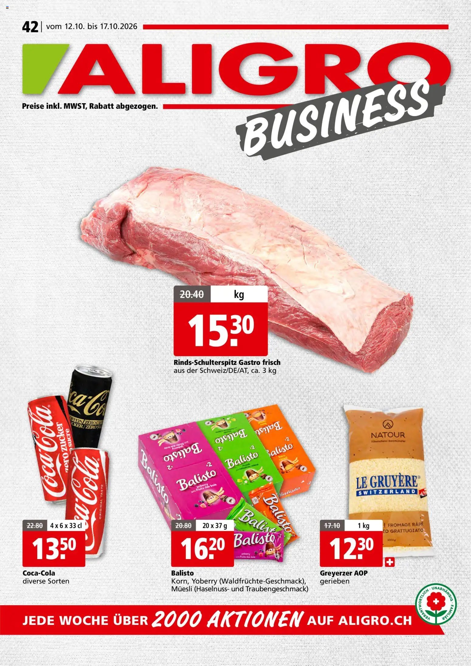 Aligro aktionen Business Schlieren, Gossau SG, Frauenfeld, Rapperswil-Jona, Sargans, Bern