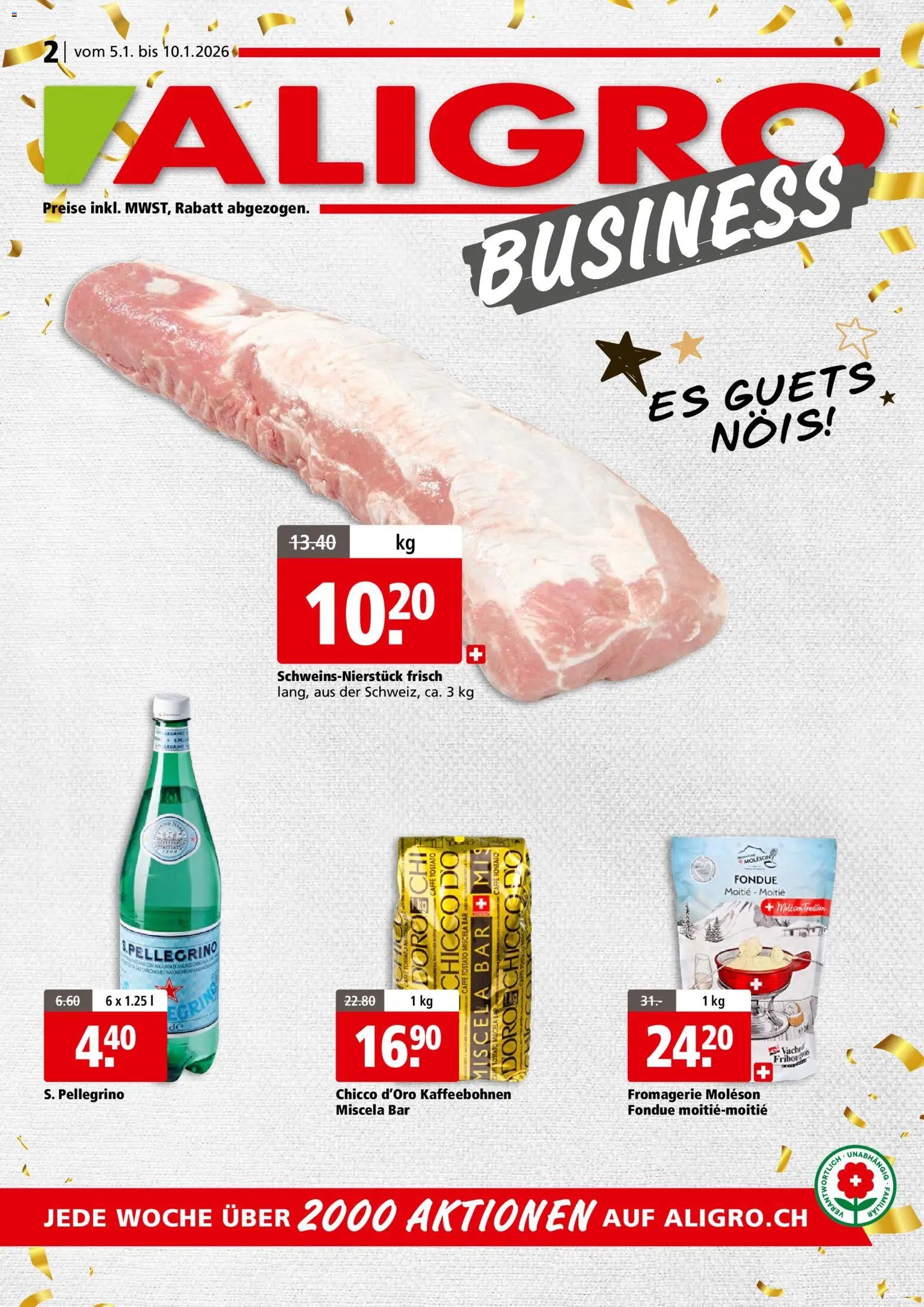 Aligro Aktionen Business Chavannes, Matran, Genf, Sitten (2026-01-05 - 2026-01-10) | 1