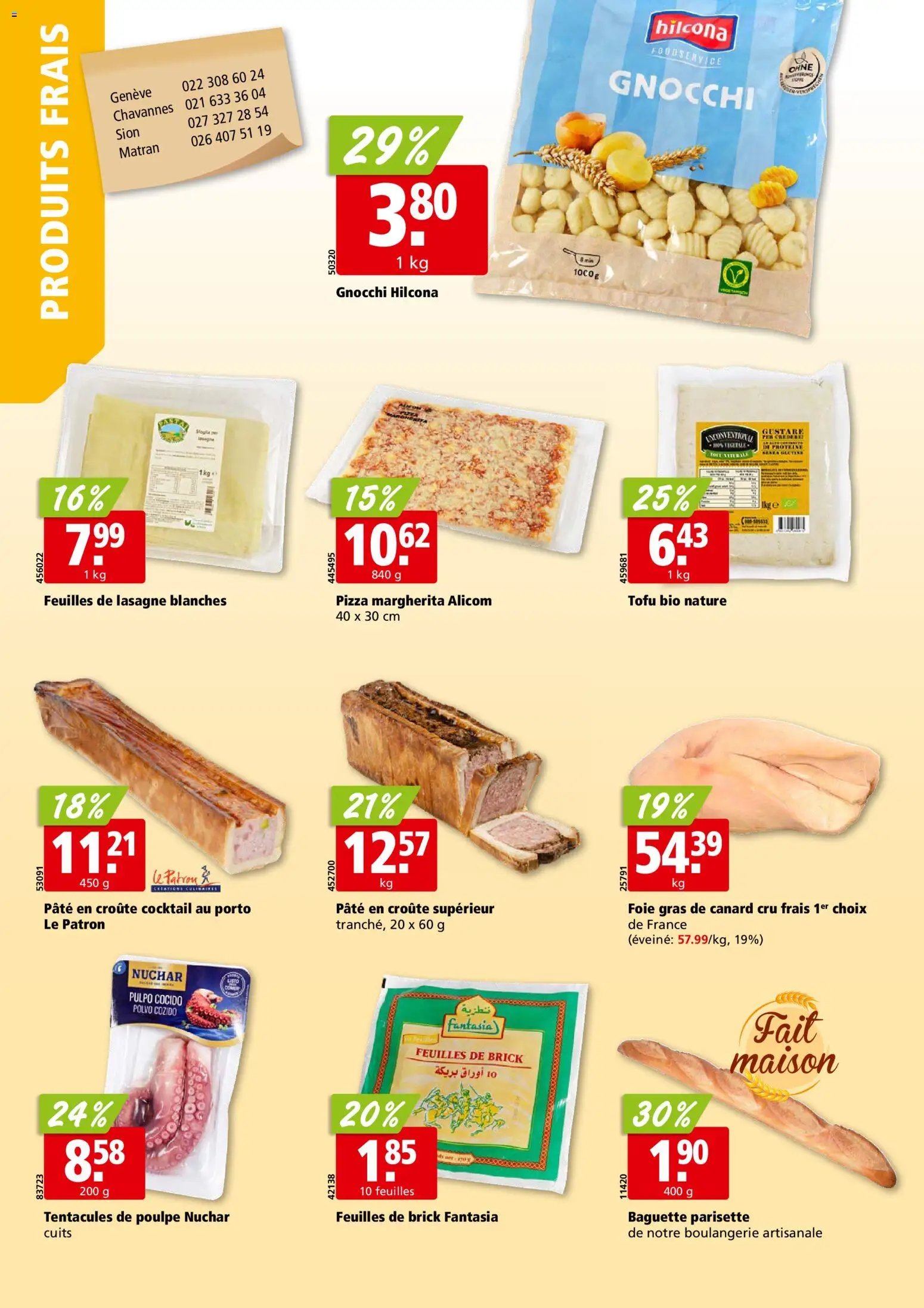 Aligro aktionen Chavannes, Matran, Genève, Sion