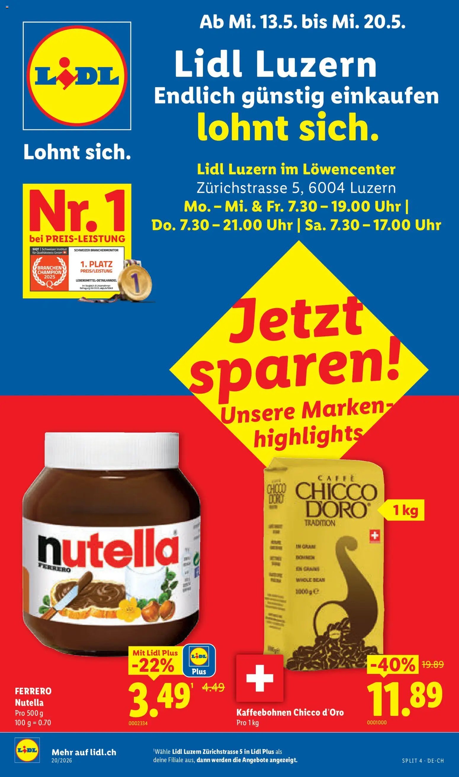 Lidl Aktionen Neueröffnung Luzern (2026-05-13 - 2026-05-20) | 1