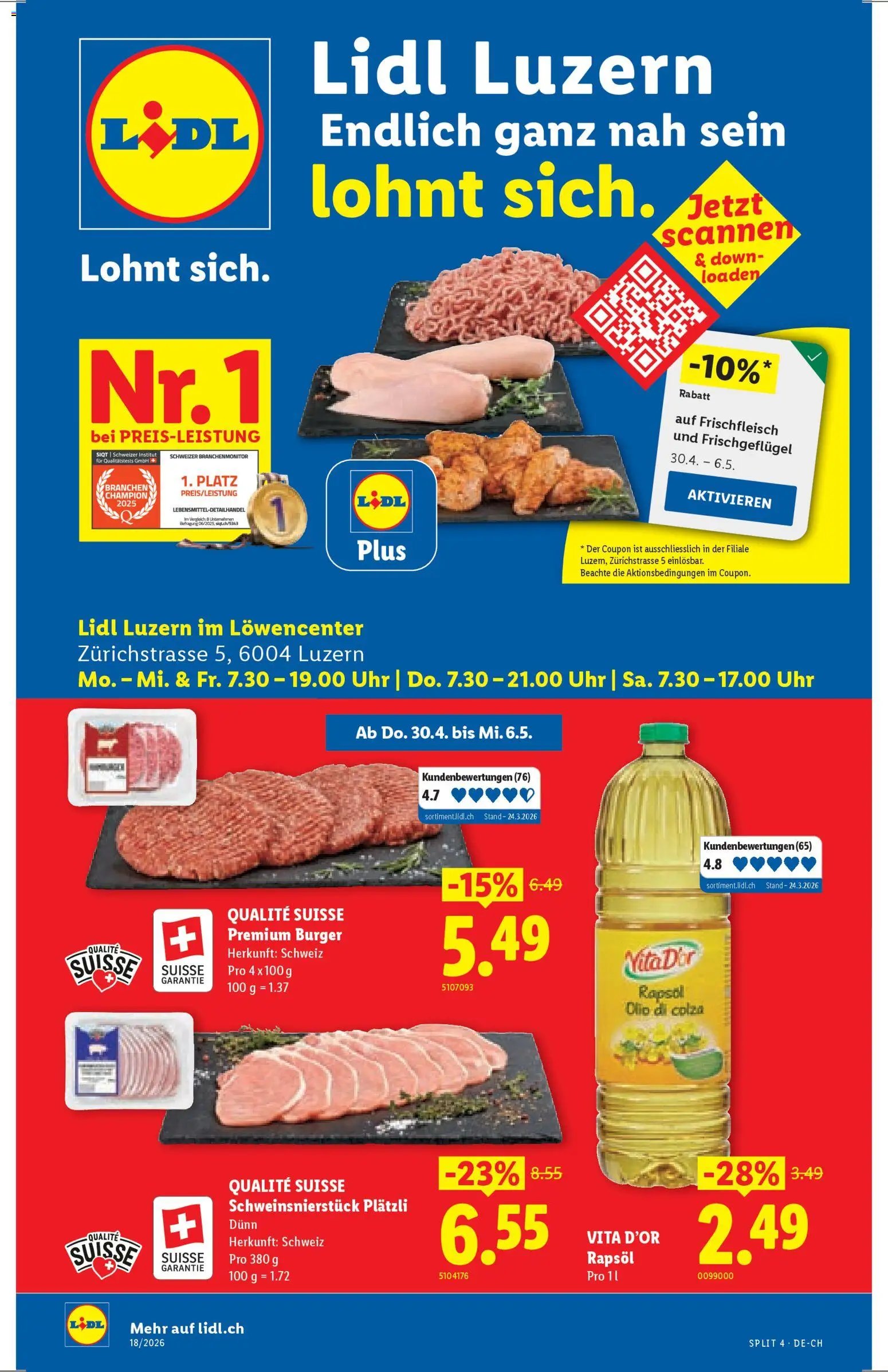 Lidl Aktionen Neueröffnung Luzern (2026-04-30 - 2026-05-06)