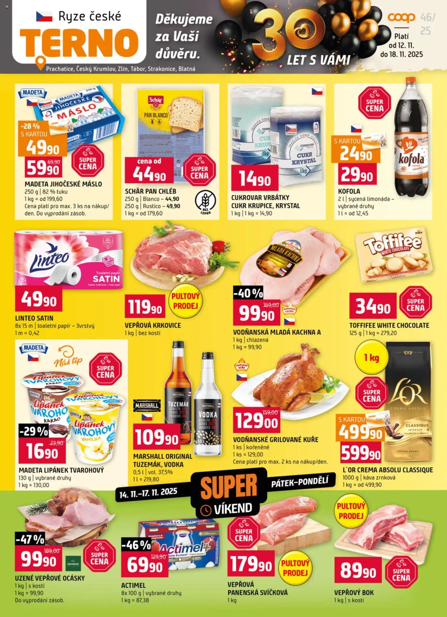 Terno leták - Blatná, Český Krumlov, Prachatice, Strakonice, Tábor, Zlín (2025-11-12 - 2025-11-18)