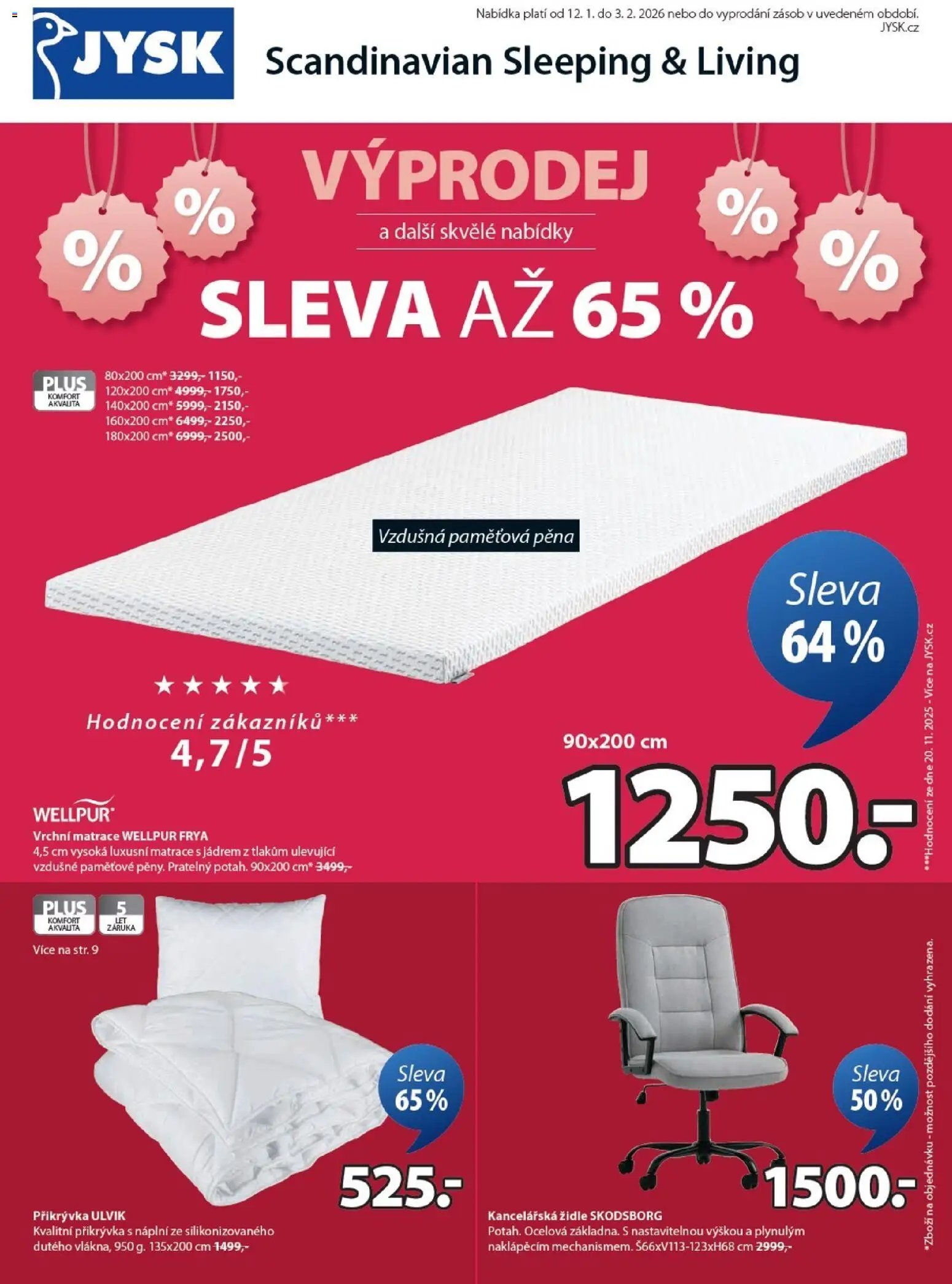 JYSK leták - Výprodej (2026-01-12 - 2026-02-03)