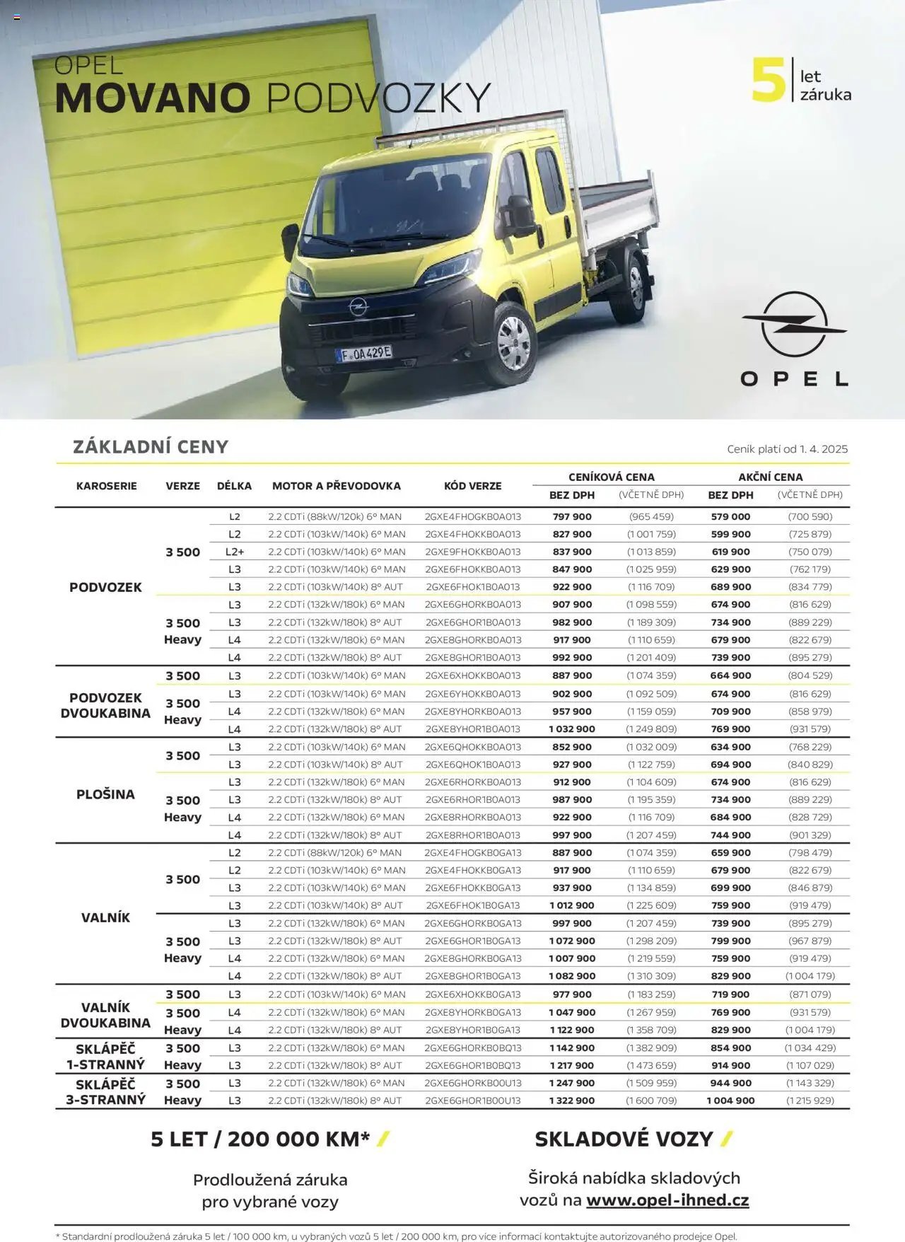 Opel katalog - Movano podvozky (2025-04-25 - 2026-02-28)